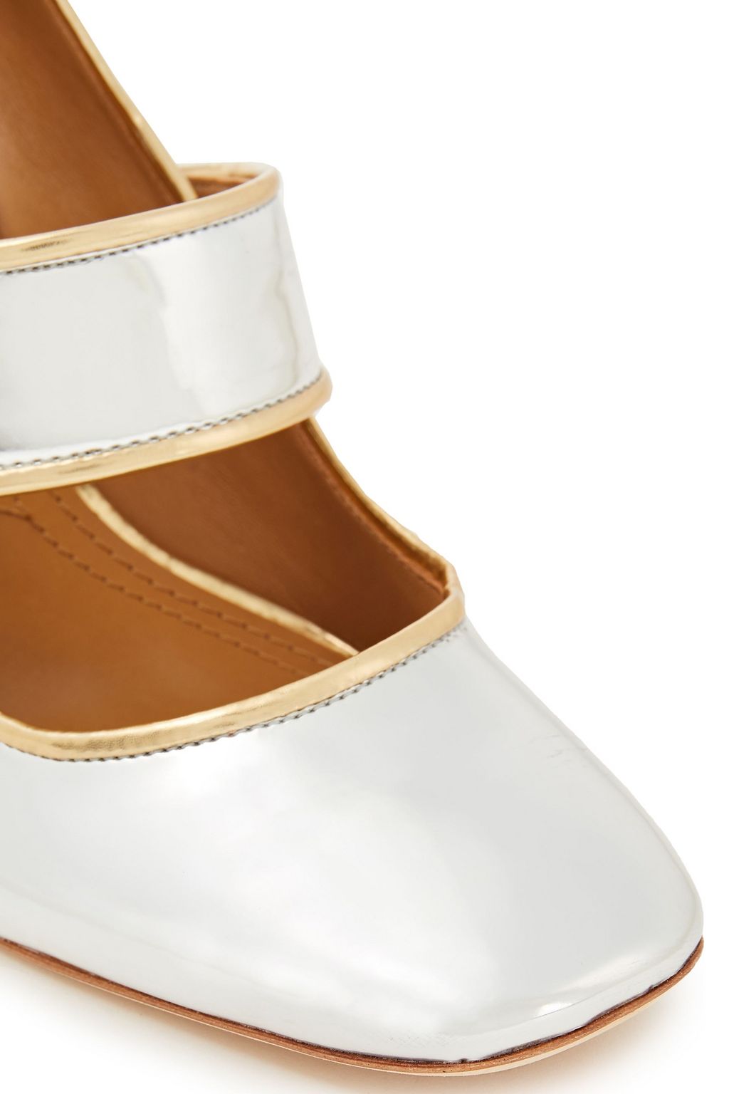 TORY BURCH Embellished metallic faux leather Mary Jane pumps