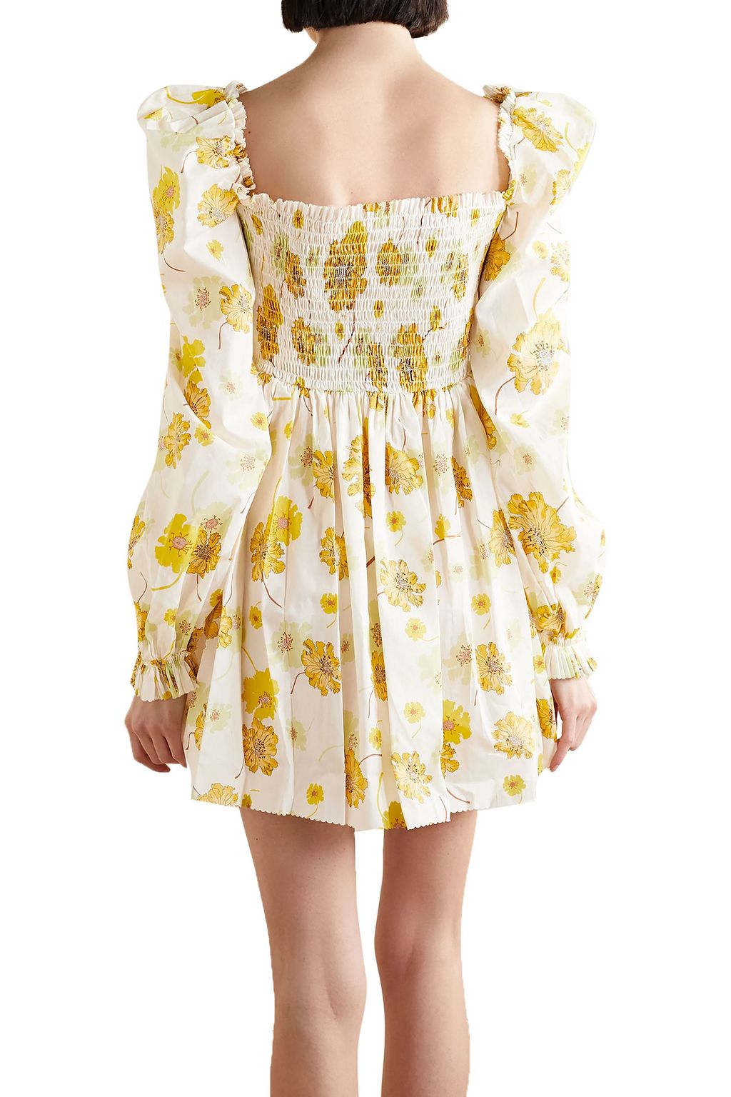 THE VAMPIRE'S WIFE McLoughland Smocked Floral-Print Cotton Mini Dress