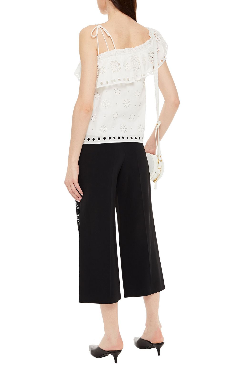 REDVALENTINO Ruffled broderie anglaise cotton top
