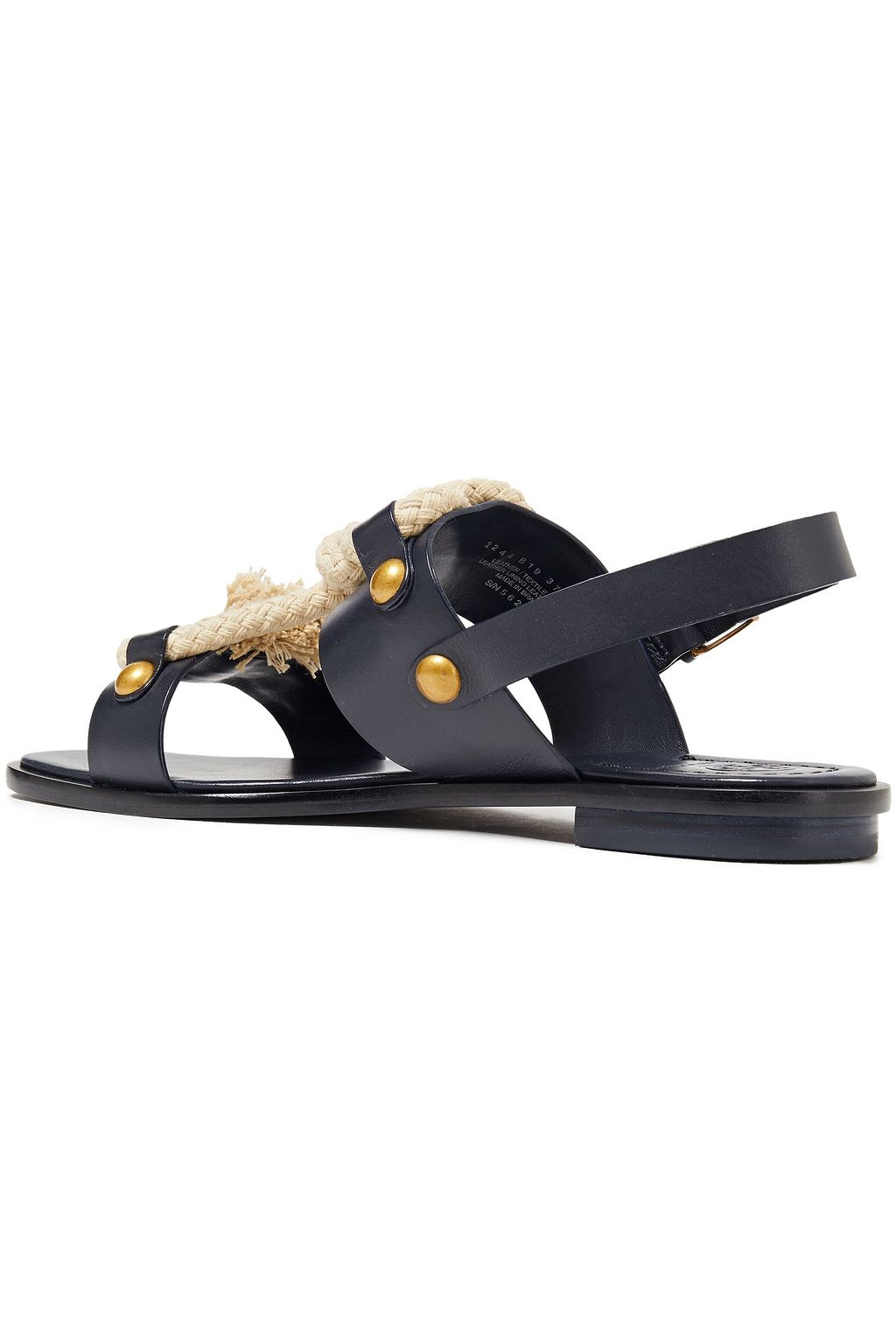 TORY BURCH Rope-trimmed studded leather sandals