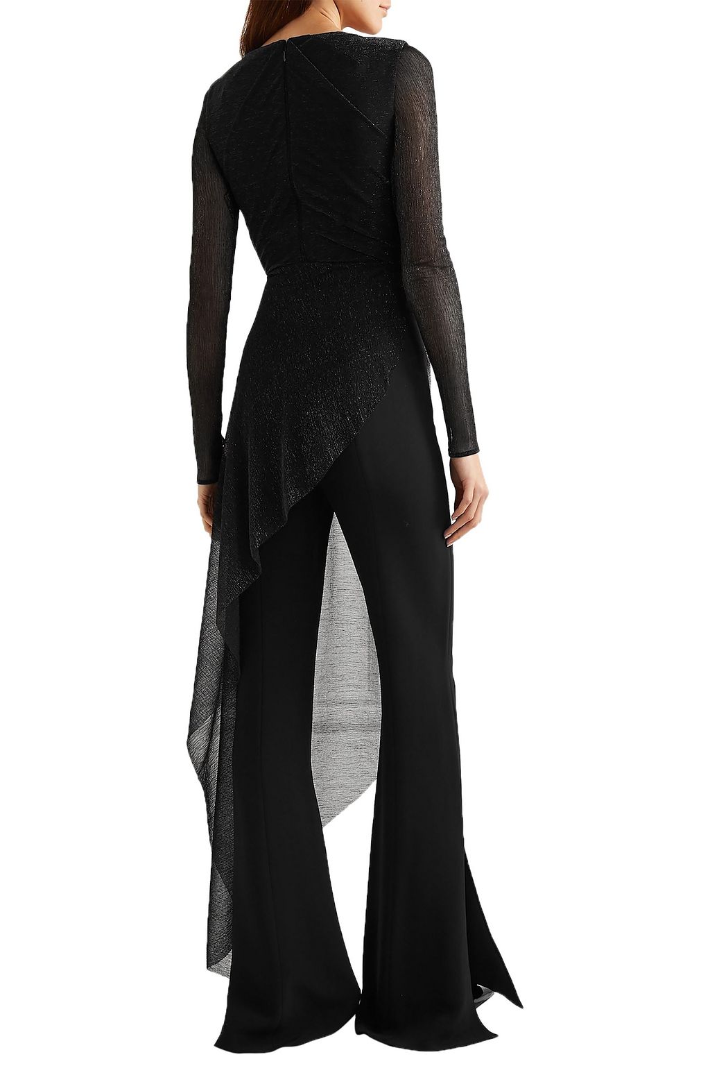 TALBOT RUNHOF Babylone asymmetric draped metallic voile bodysuit