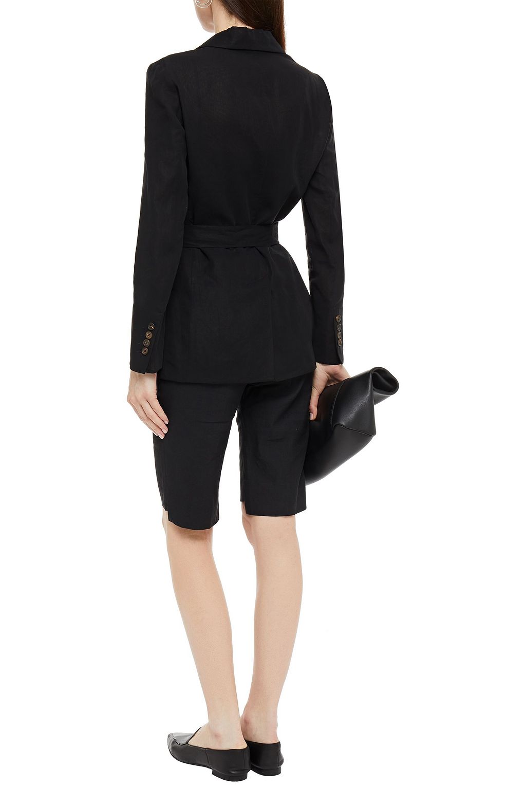 BRUNELLO CUCINELLI Doppelreihiger Blazer aus Baumwoll-Moiré mit Gürtel