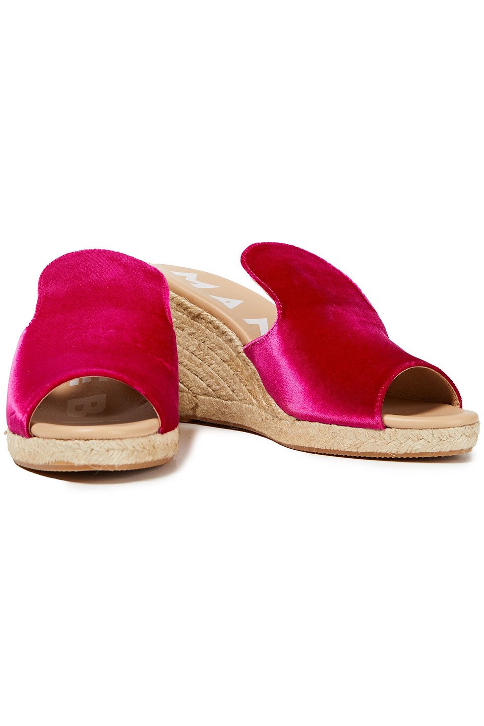 Manebi Hamptons Velvet Wedge Mules In Red