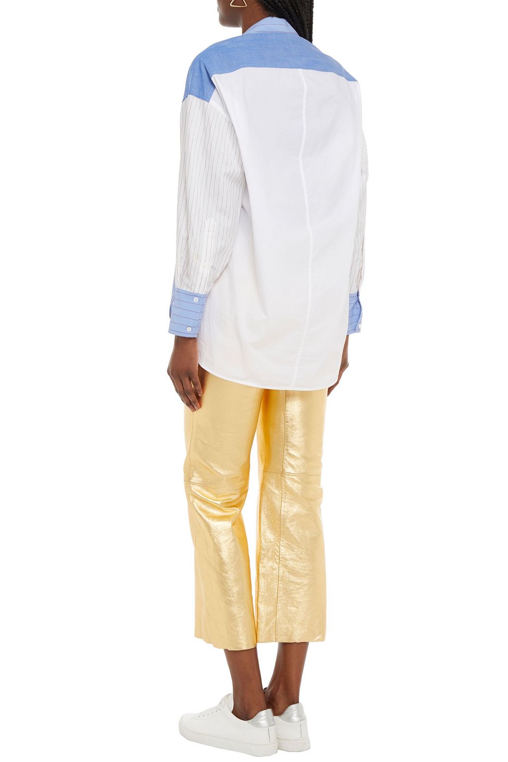 SANDRO Metallic leather kick-flare pants
