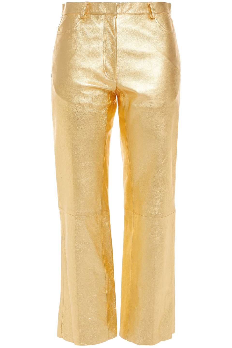 Metallic leather kick-flare pants