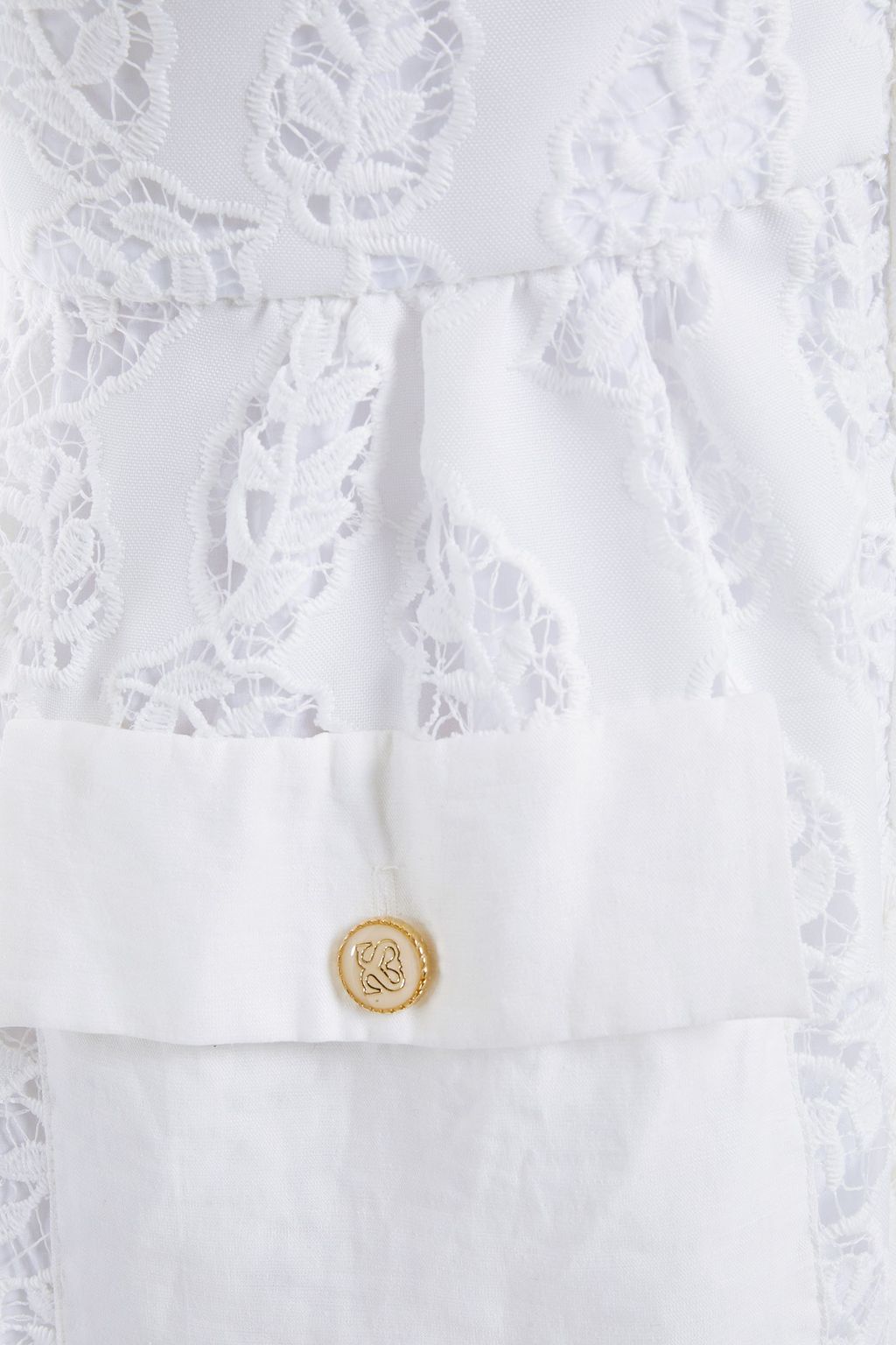 SANDRO Zenali gathered broderie anglaise midi shirt dress