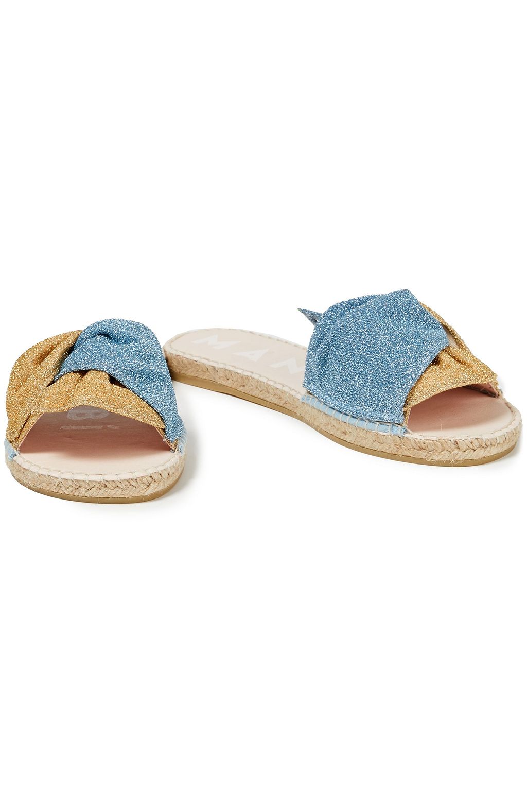 MANEBÍ Hamptons knotted two-tone Lurex slides