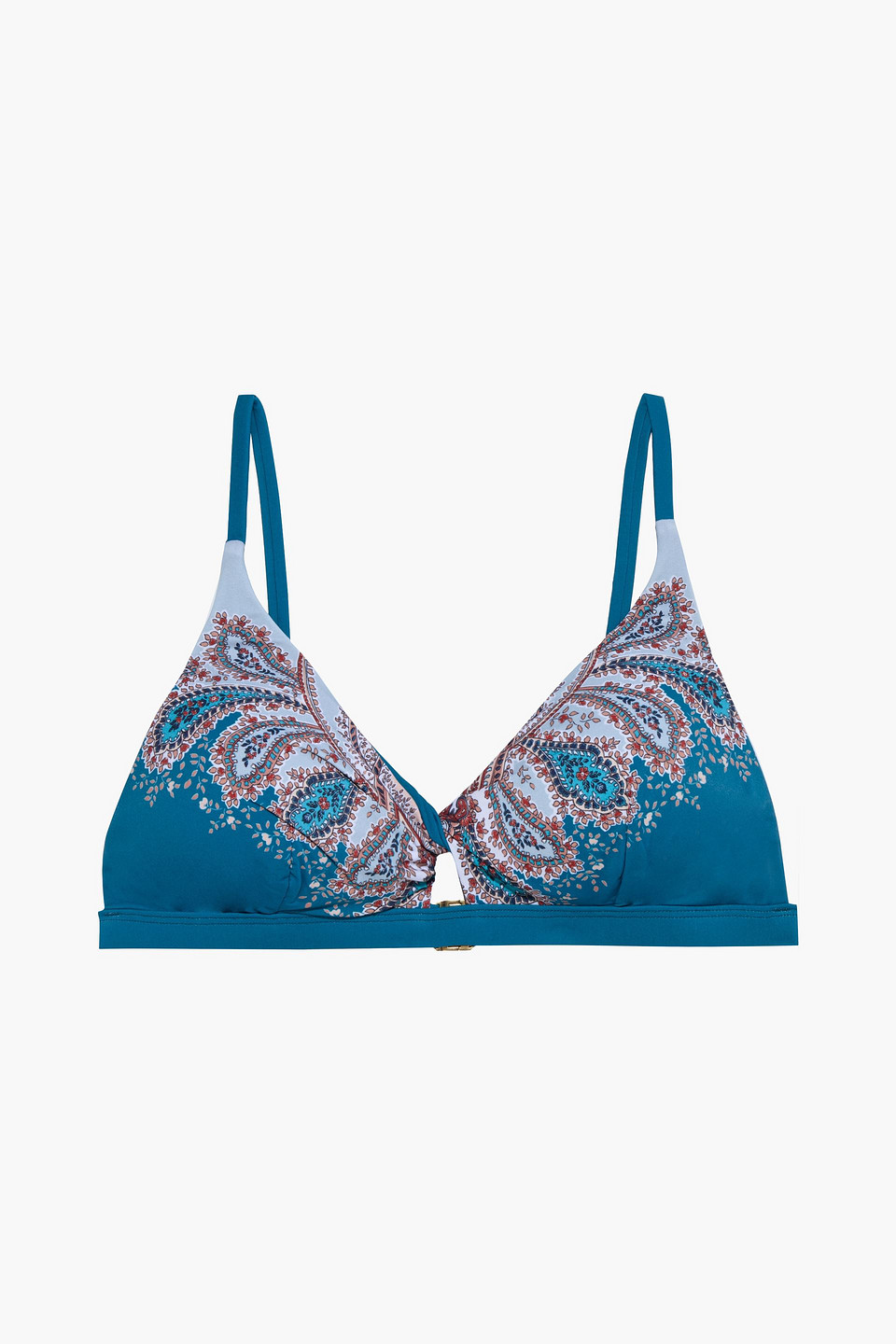 Jets Australia By Jessika Allen Woman Reverie Twisted Printed Triangle Bikini Top Teal Size 10