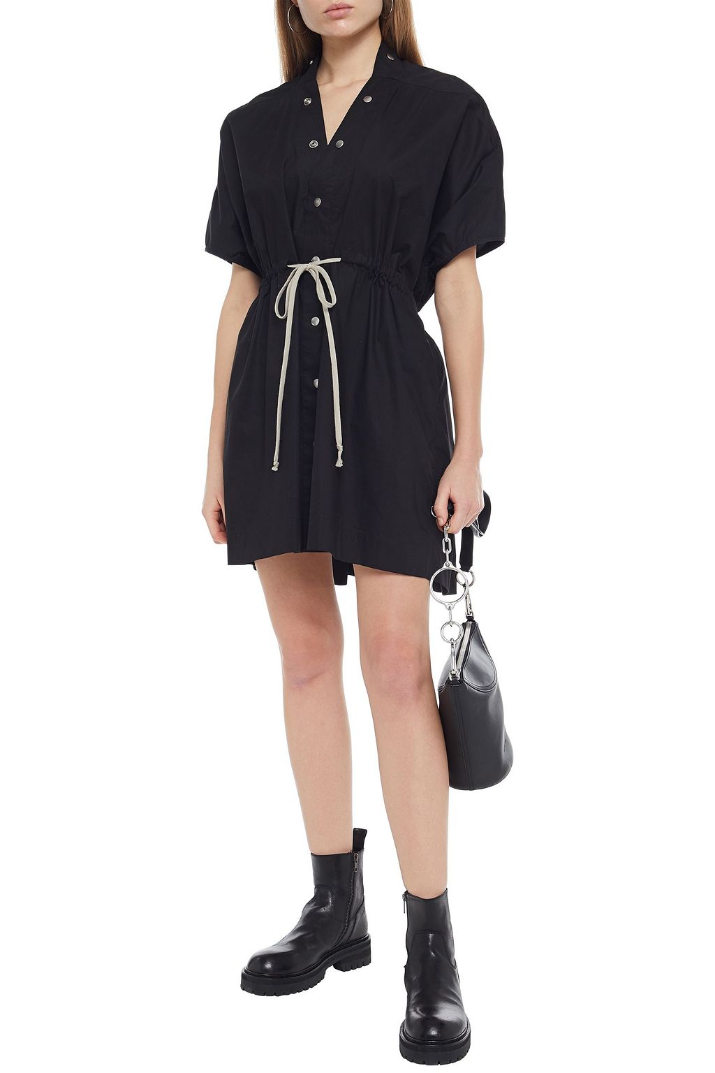 RICK OWENS ギャザー入り コットンポプリン ミニワンピース