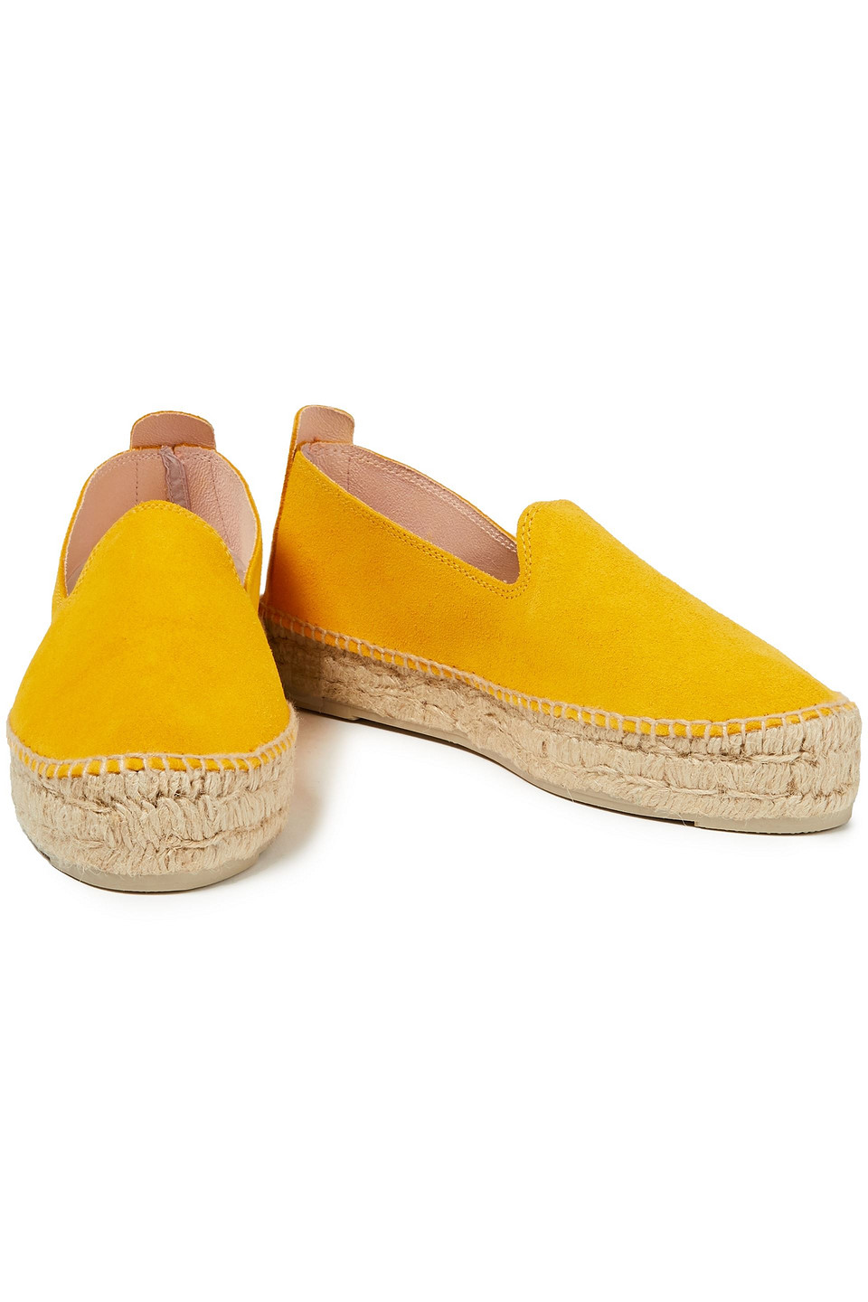 Manebi Hamptons Suede Platform Espadrilles In Marigold