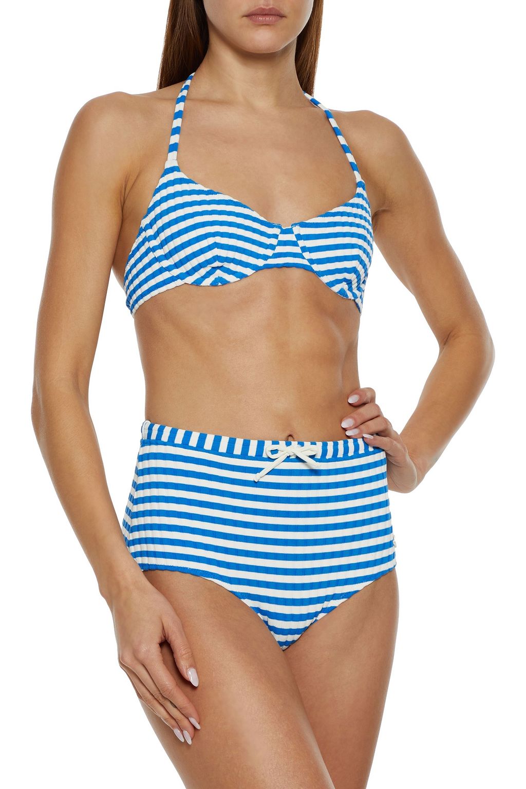 SOLID & STRIPED The Ginger striped ribbed high-rise bikini briefs