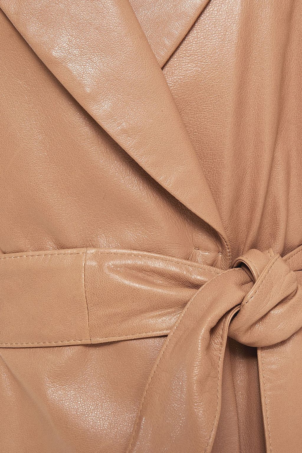 BRUNELLO CUCINELLI Belted bead-embellished leather coat