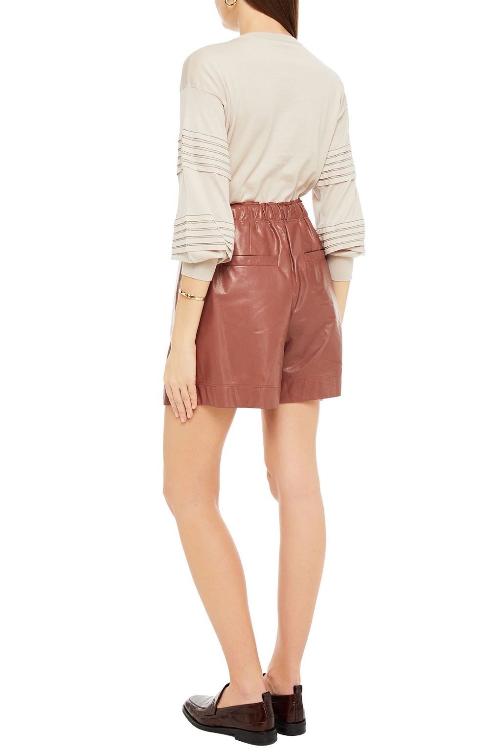 BRUNELLO CUCINELLI Pleated leather shorts