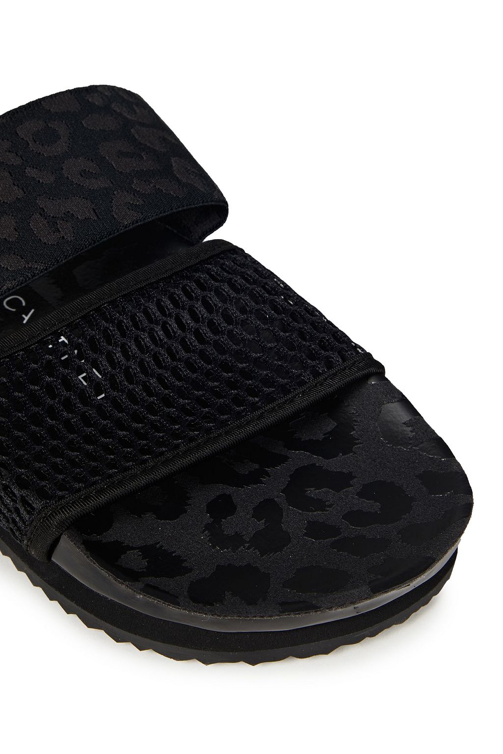 ADIDAS BY STELLA MCCARTNEY Printed faux patent-leather, jacquard and mesh slides