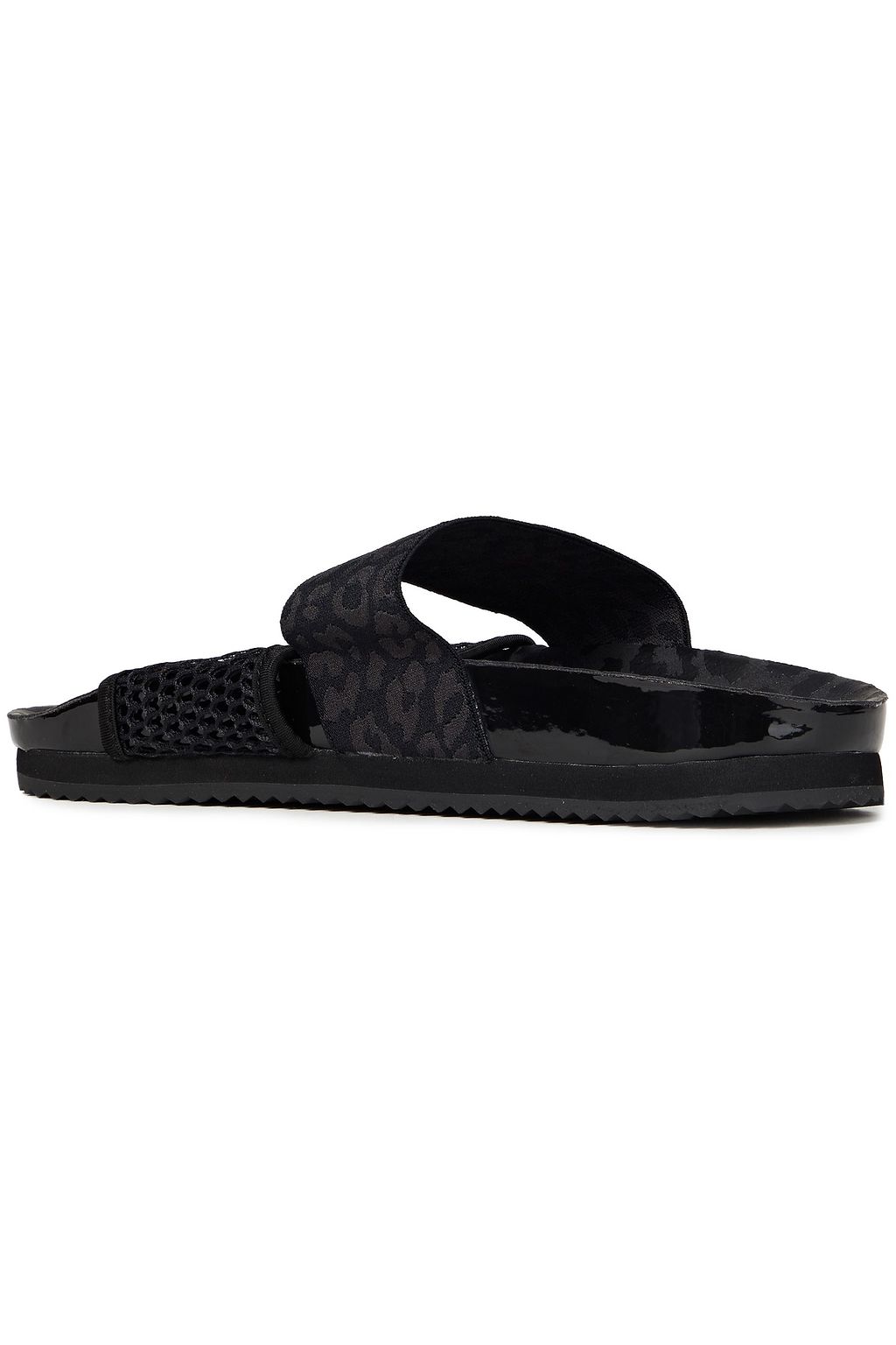 ADIDAS BY STELLA MCCARTNEY Printed faux patent-leather, jacquard and mesh slides