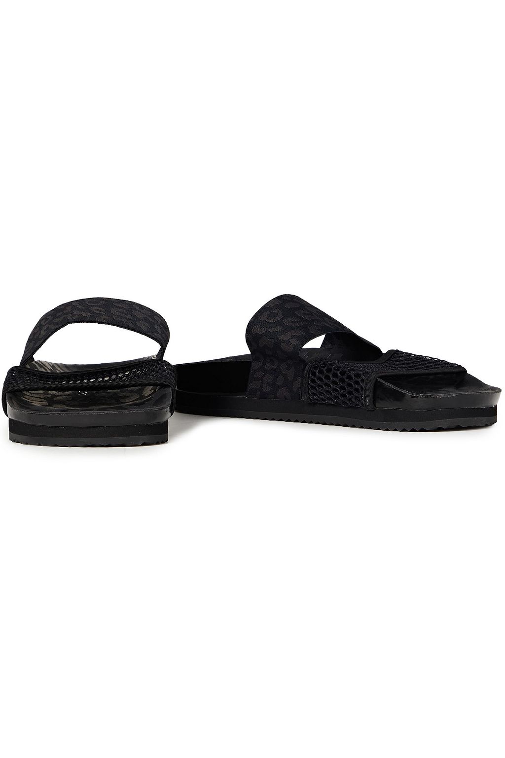ADIDAS BY STELLA MCCARTNEY Printed faux patent-leather, jacquard and mesh slides