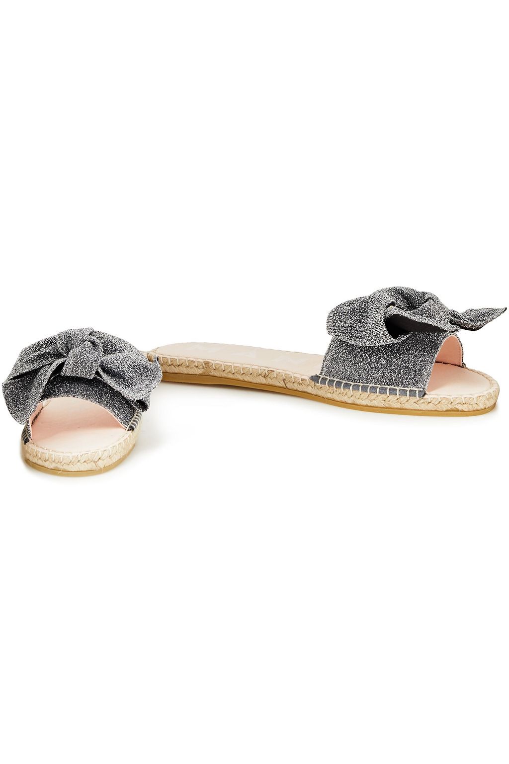 MANEBÍ Hamptons bow-embellished Lurex espadrille slides