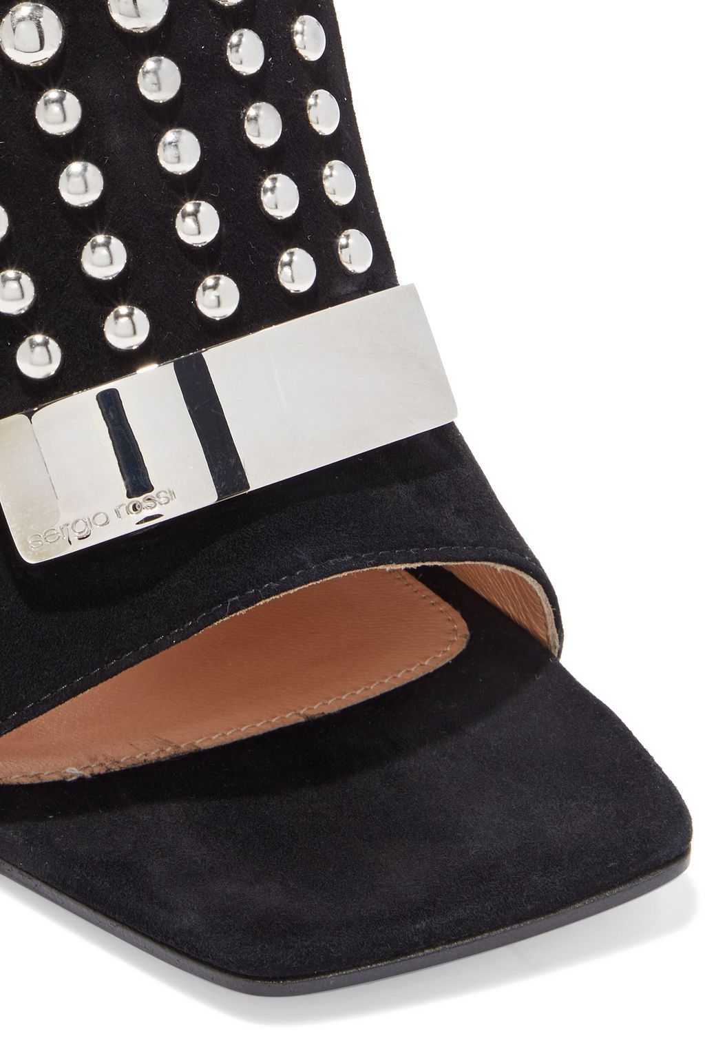 SERGIO ROSSI Studded suede mules
