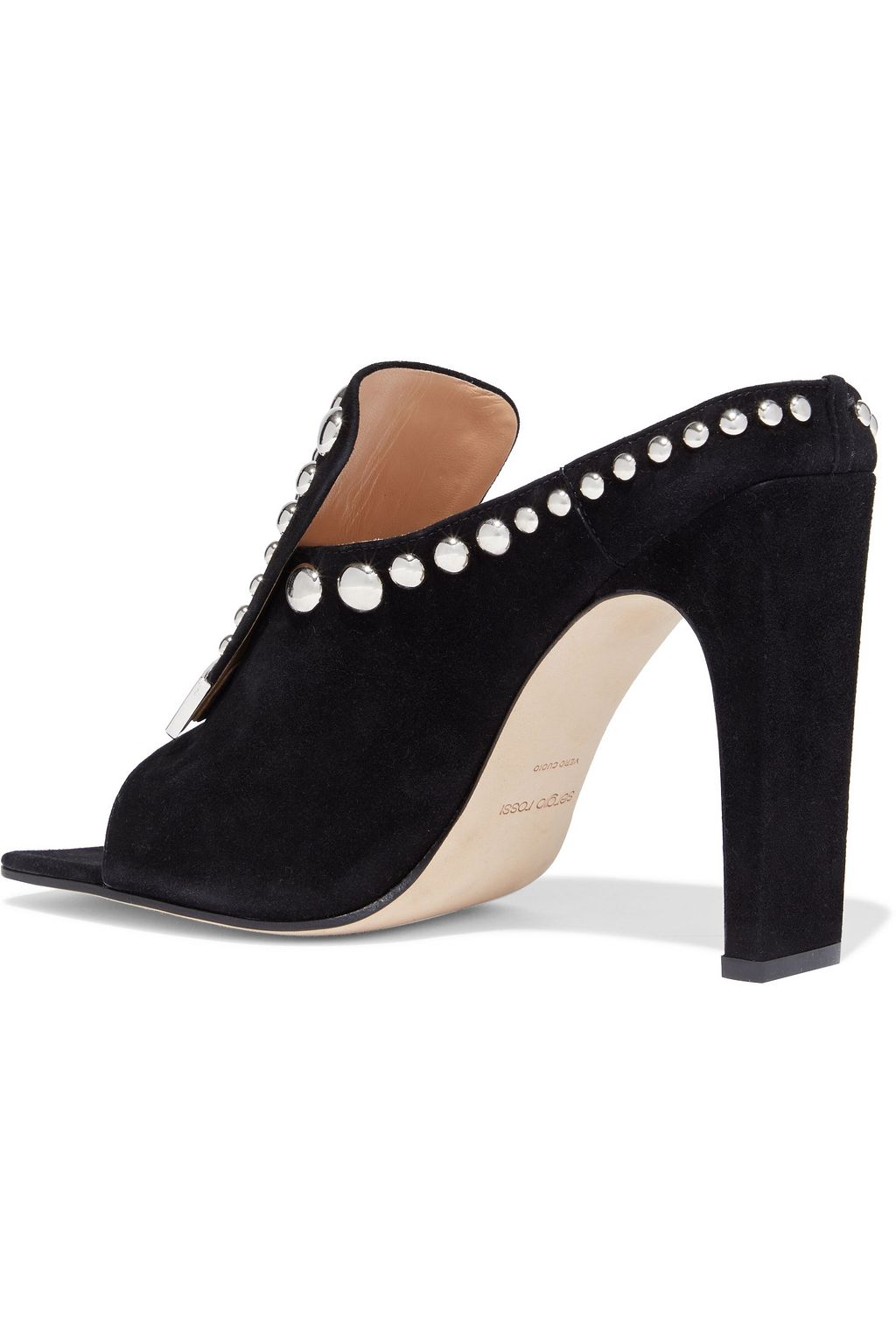 SERGIO ROSSI Studded suede mules