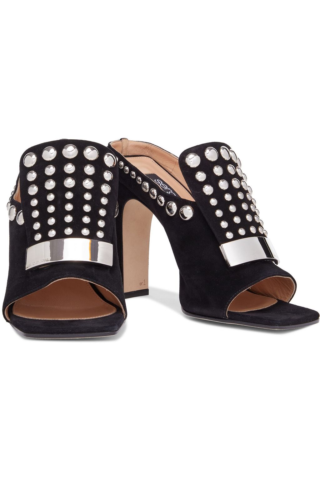 SERGIO ROSSI Studded suede mules