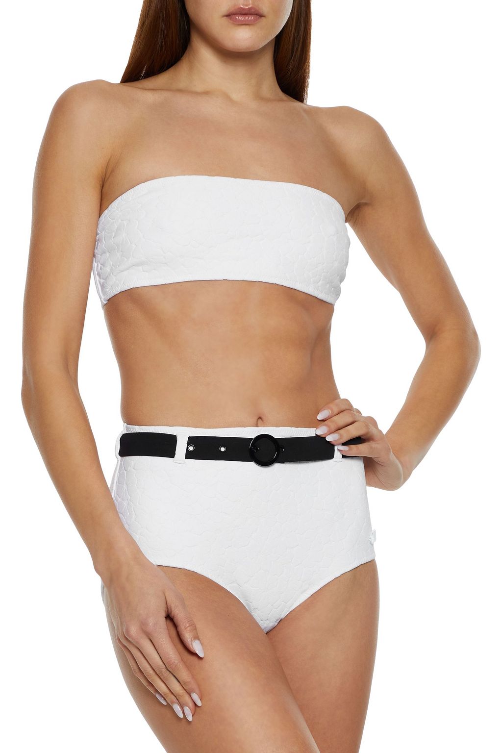 SOLID & STRIPED The Violet embossed bandeau bikini top