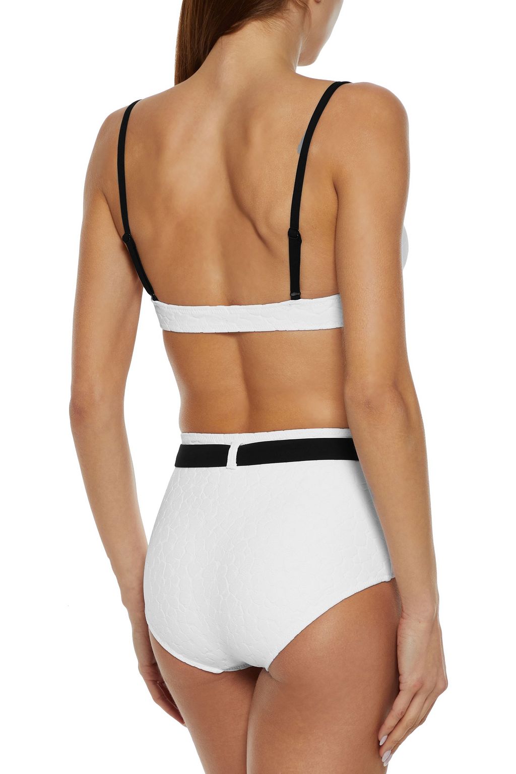 SOLID & STRIPED The Violet belted embossed high-rise bikini briefs