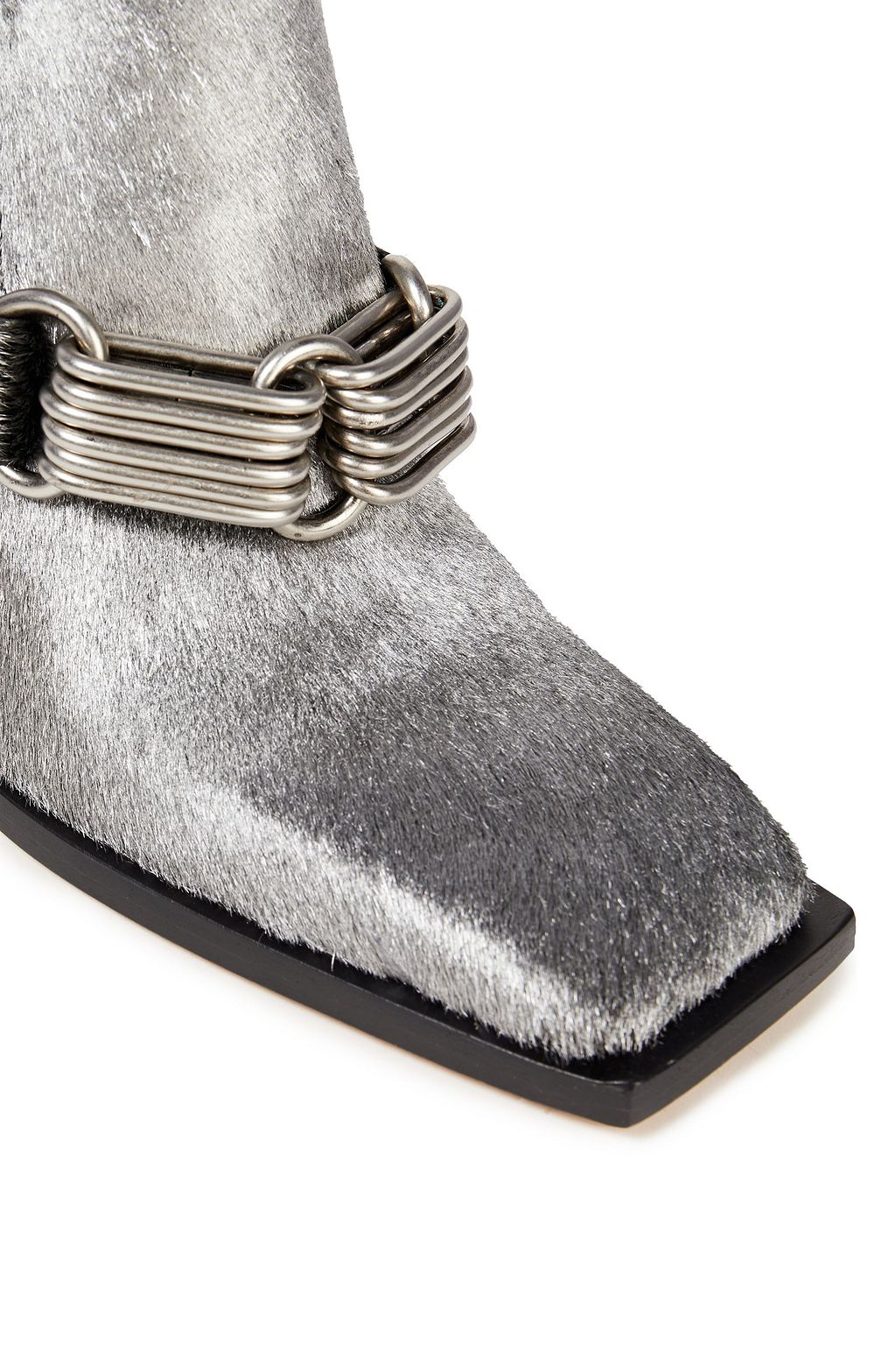 RICK OWENS Metallic calf hair wedge ankle boots
