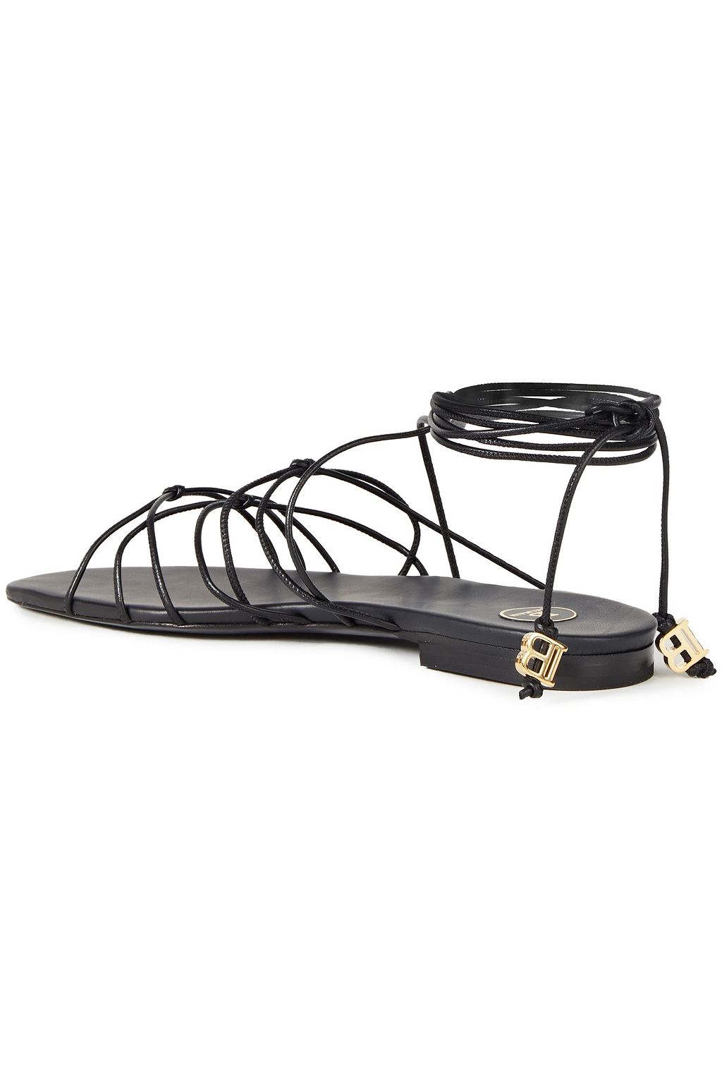BALMAIN Logo-embellished knotted leather sandals