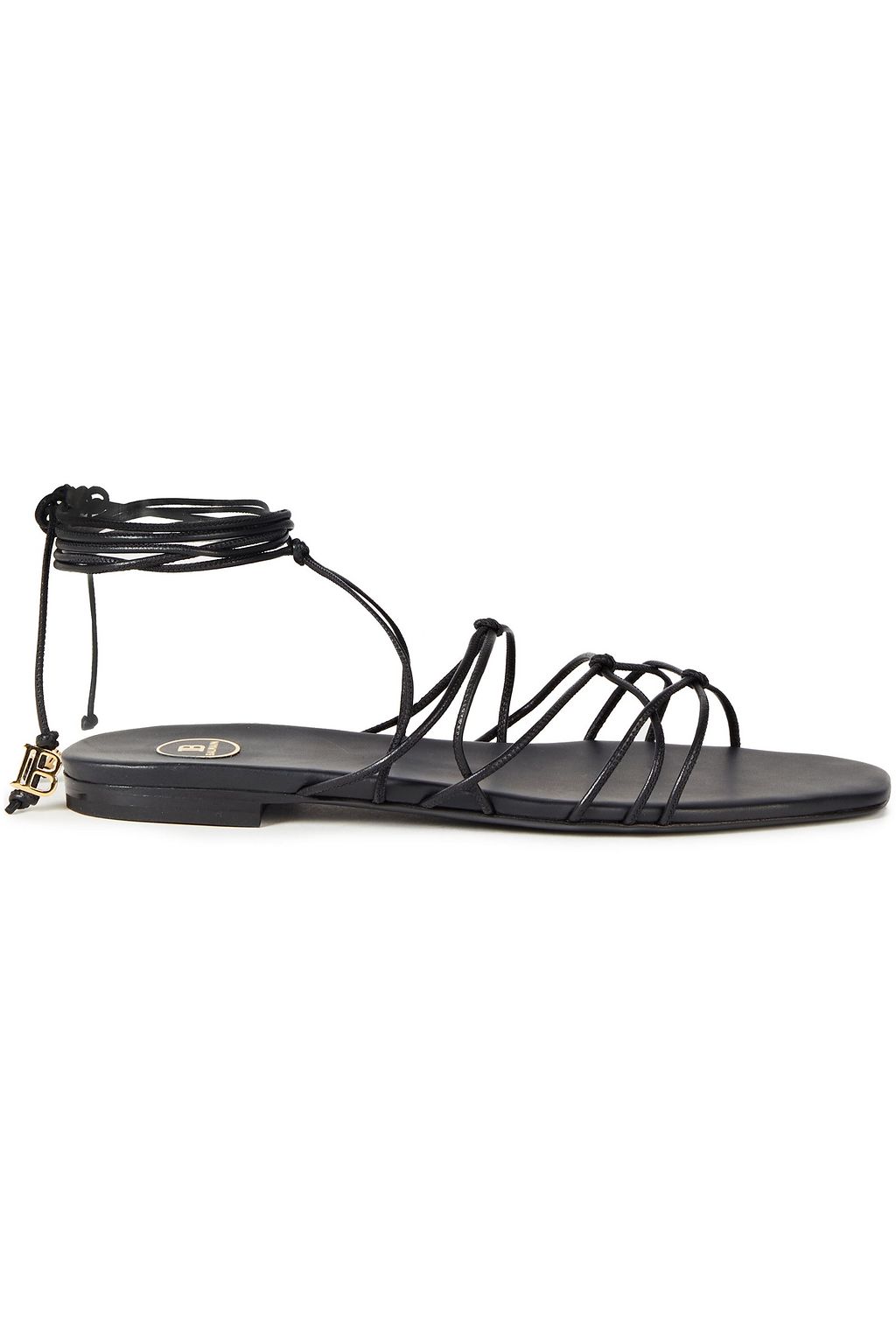 Black Logo-embellished knotted leather sandals | BALMAIN | THE OUTNET