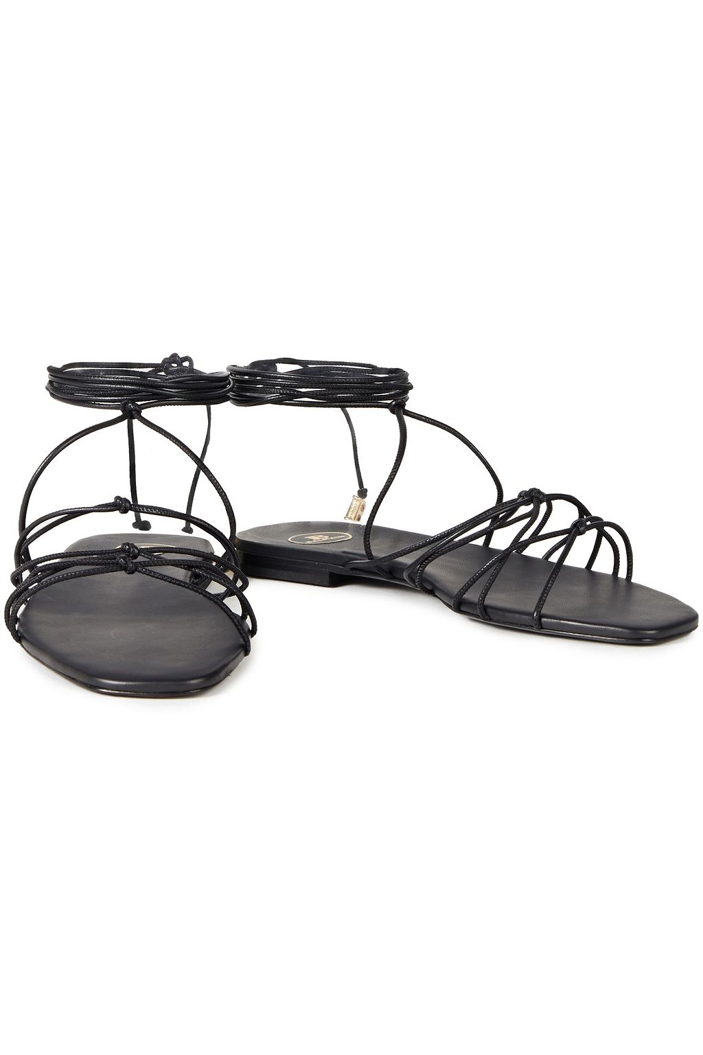 BALMAIN Logo-embellished knotted leather sandals