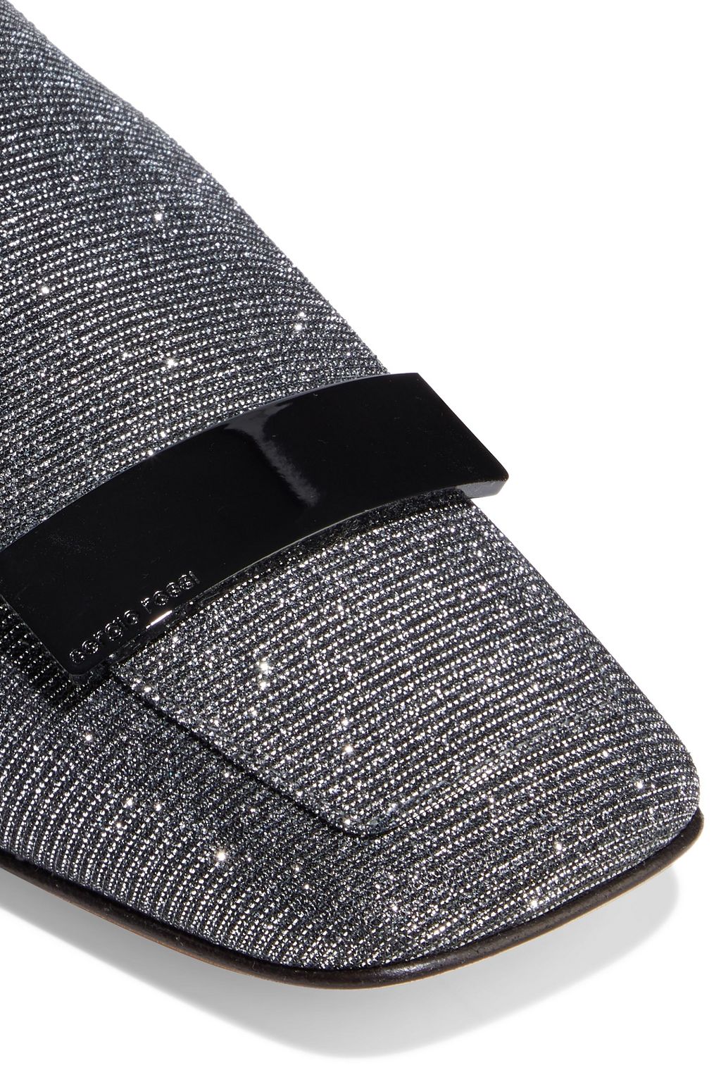 SERGIO ROSSI sr1 embellished textured-lamé collapsible-heel loafers