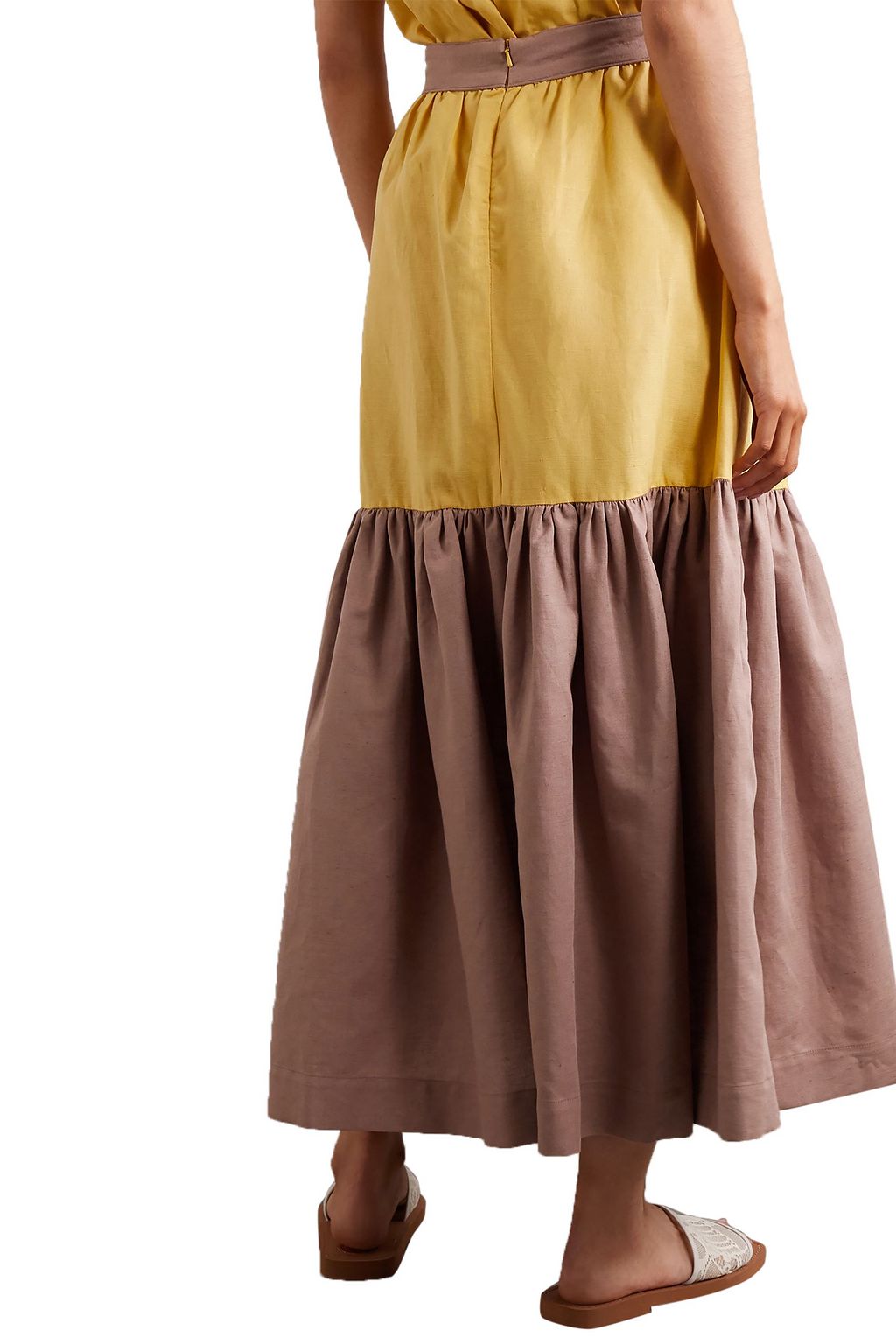 ANNA MASON Eva tiered linen maxi skirt