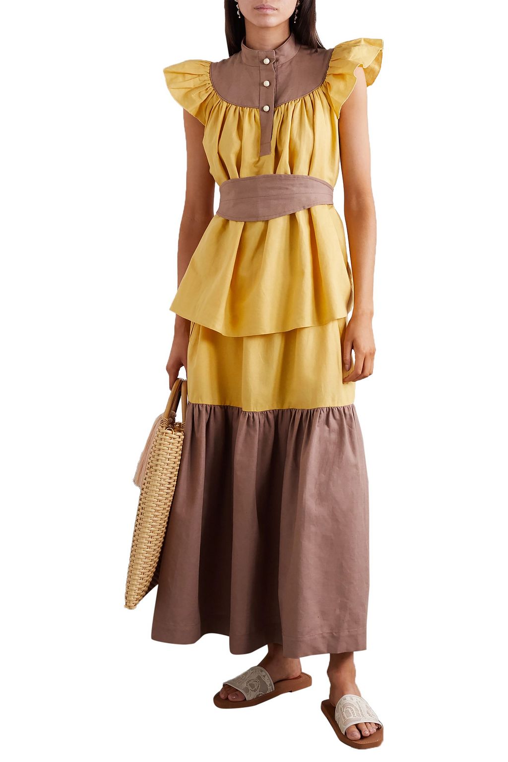 ANNA MASON Eva tiered linen maxi skirt