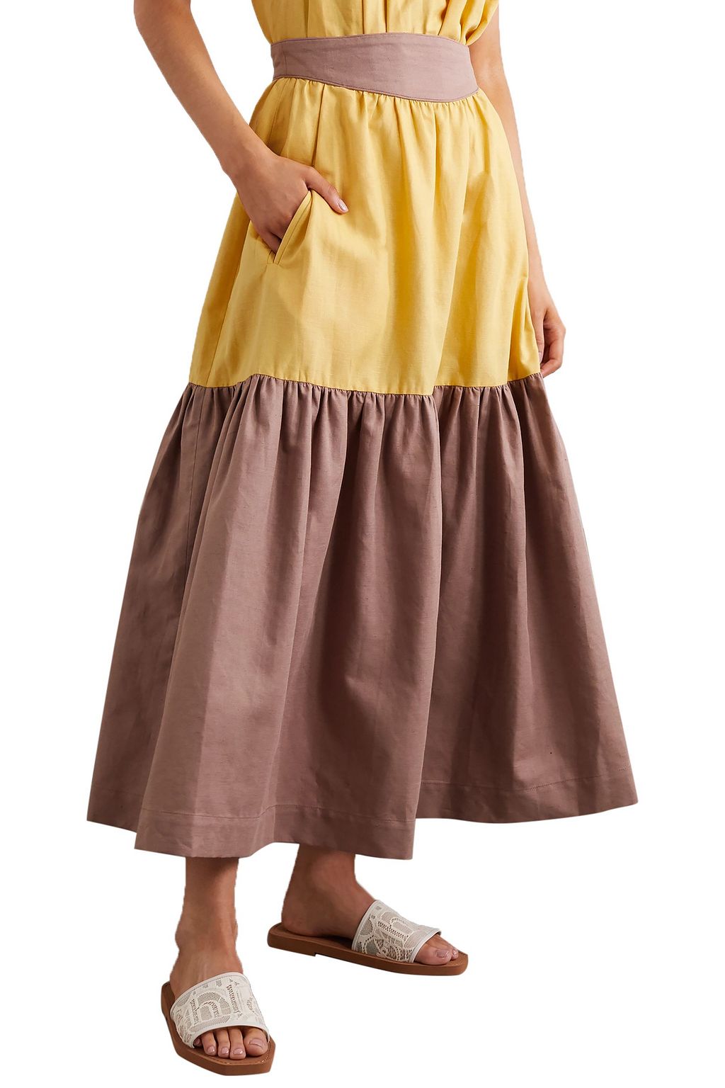 ANNA MASON Eva tiered linen maxi skirt