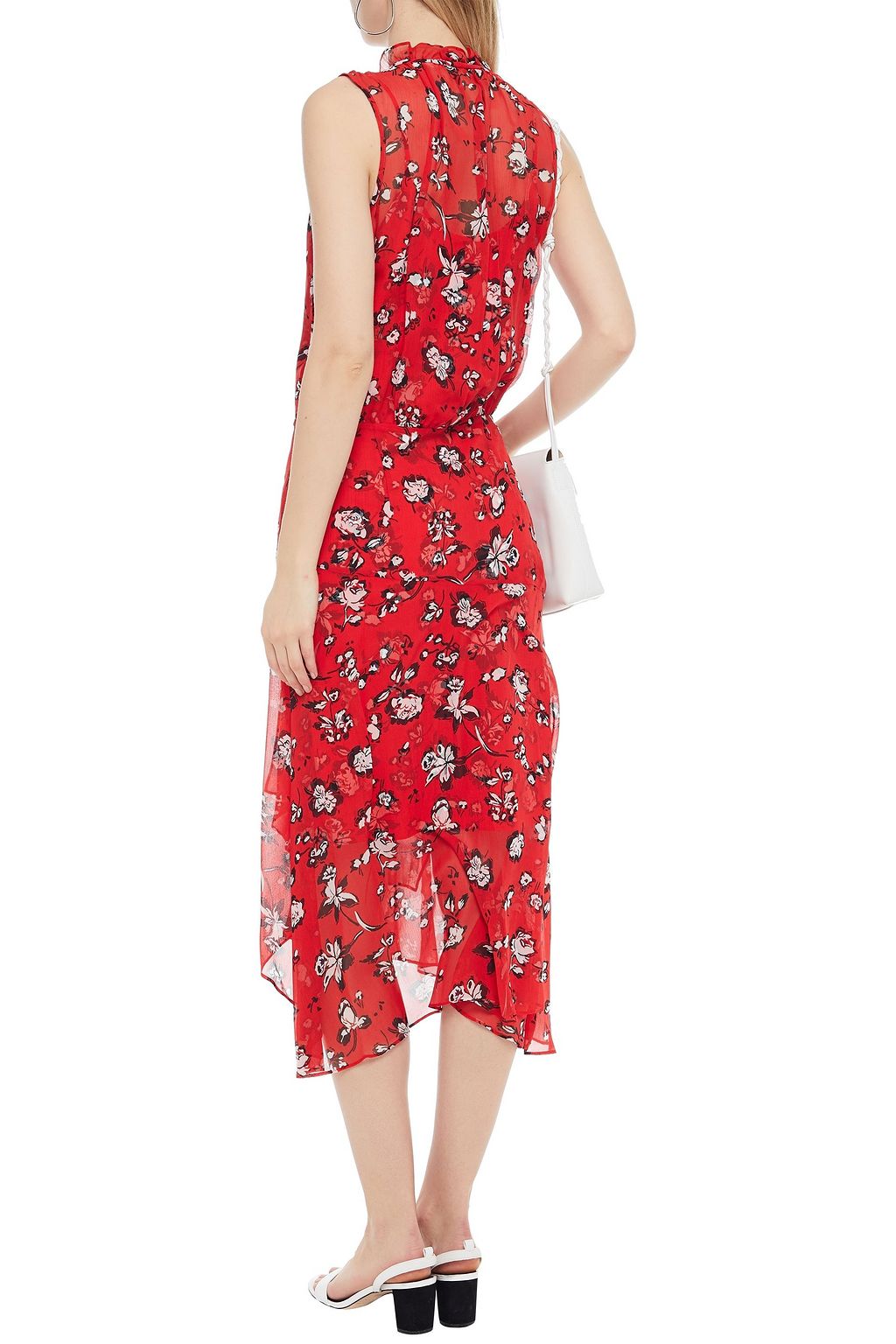 VERONICA BEARD Corsica ruffle-trimmed floral-print silk-crepon midi dress
