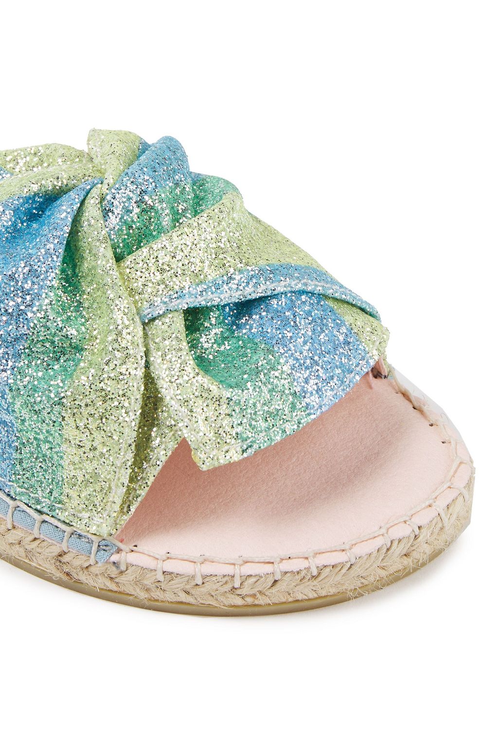 MANEBÍ Miami knotted glittered striped Lurex espadrille slides