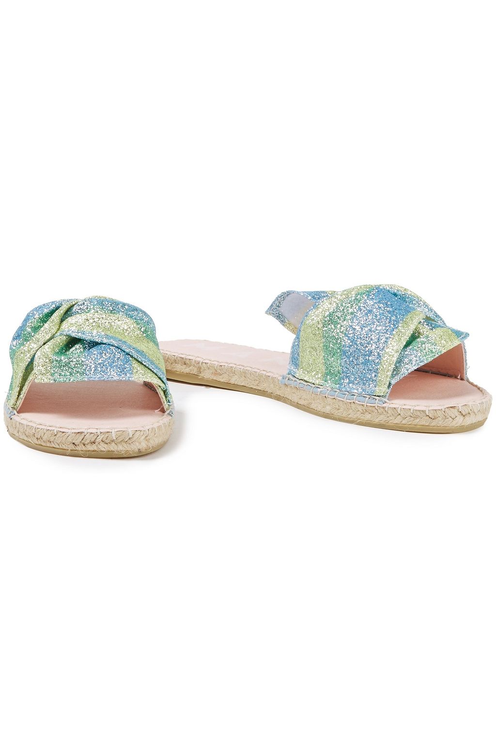 MANEBÍ Miami knotted glittered striped Lurex espadrille slides