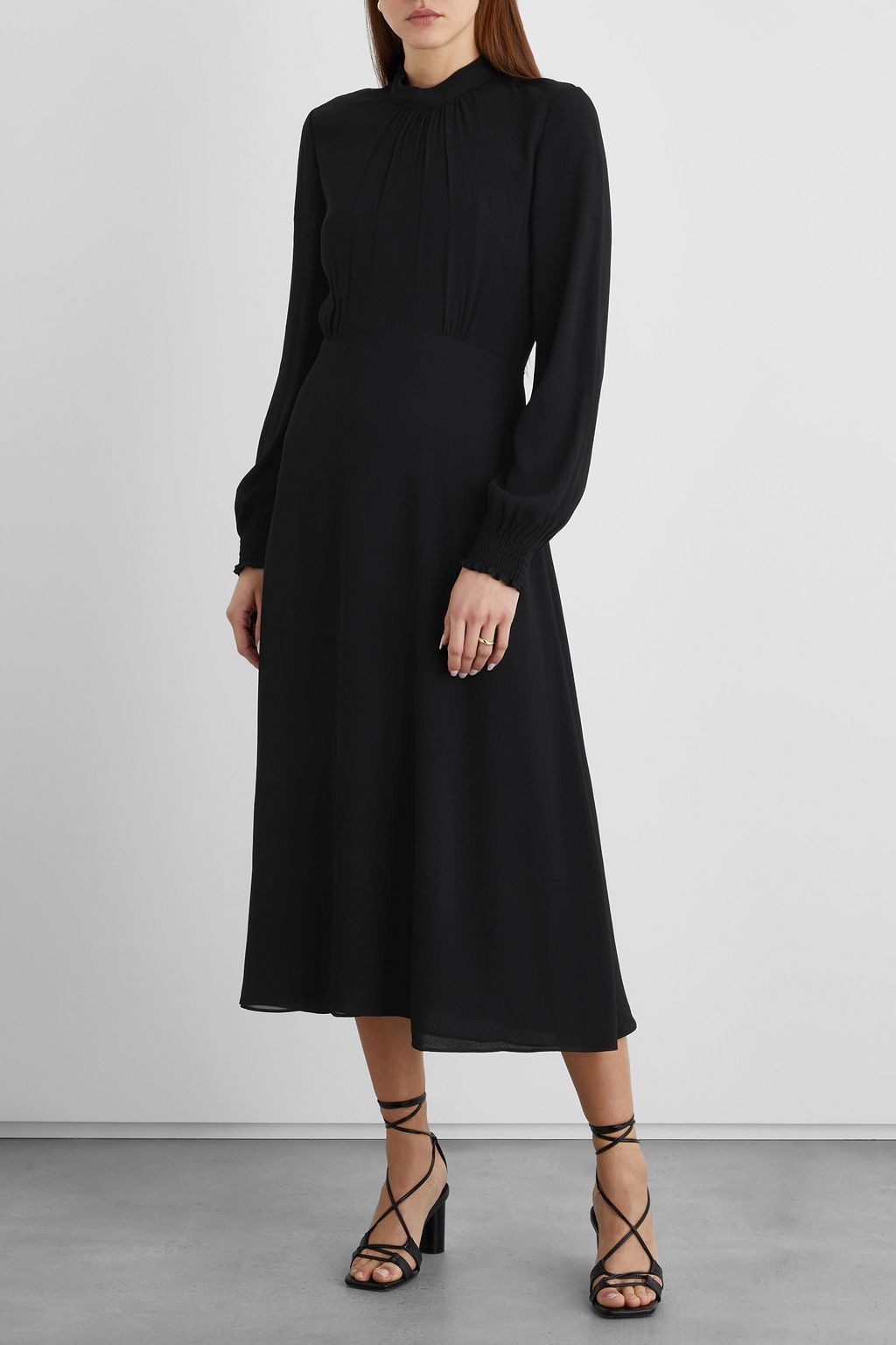IRIS & INK Sandra gathered crepe midi dress