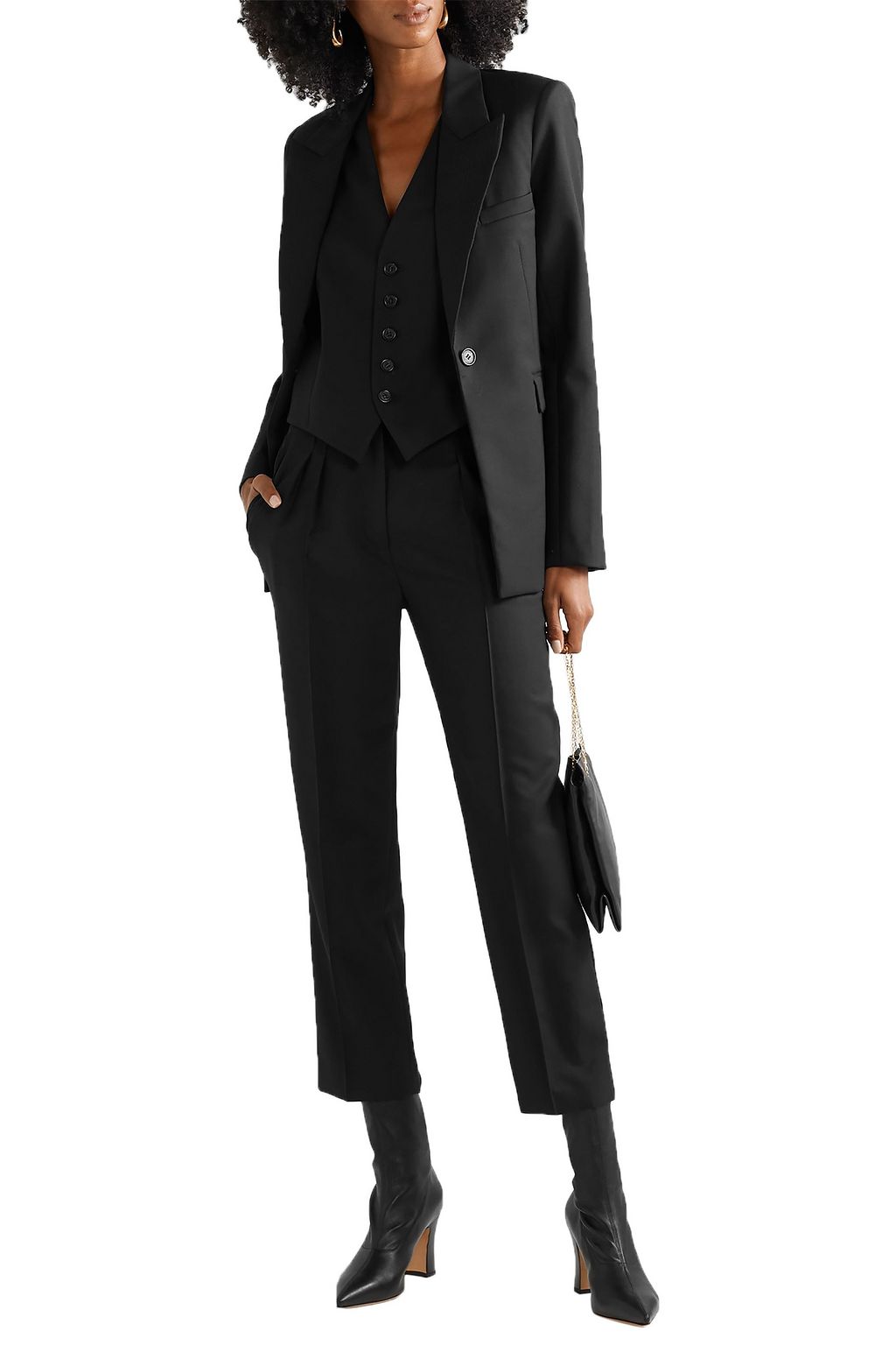 NILI LOTAN Reta cropped wool-blend twill straight-leg pants