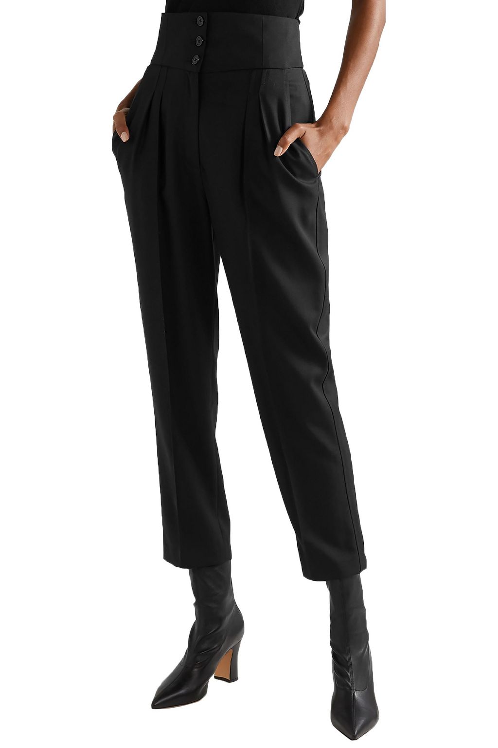 NILI LOTAN Reta cropped wool-blend twill straight-leg pants