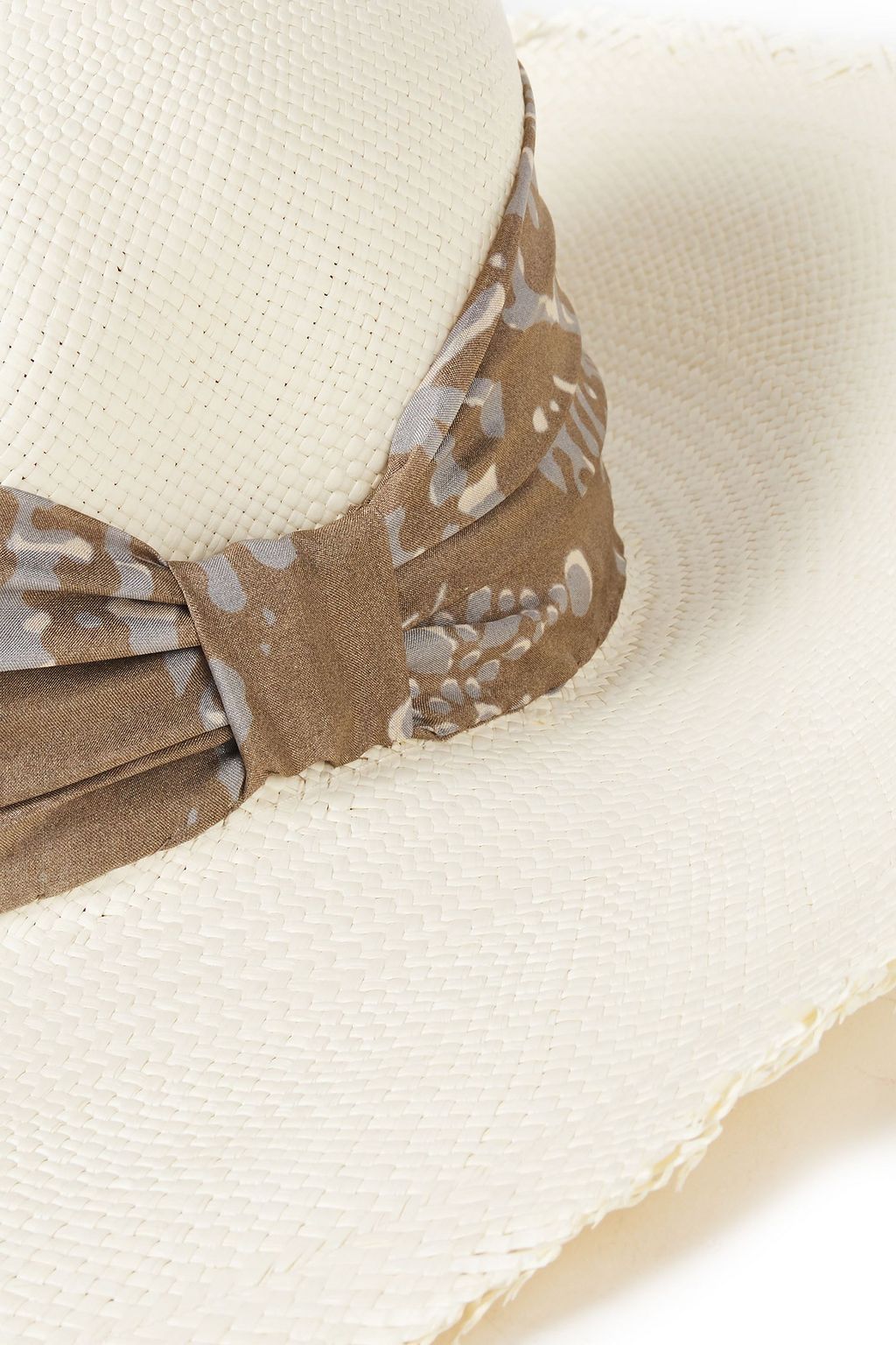 BRUNELLO CUCINELLI Silk-satin twill-trimmed straw Panama hat