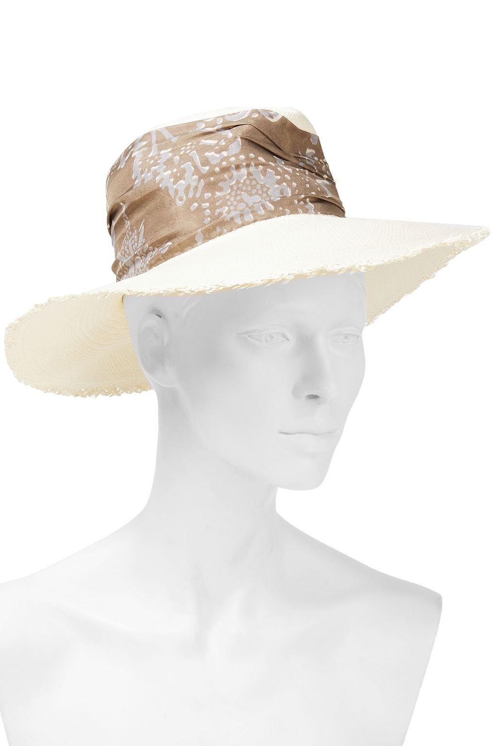 BRUNELLO CUCINELLI Silk-satin twill-trimmed straw Panama hat