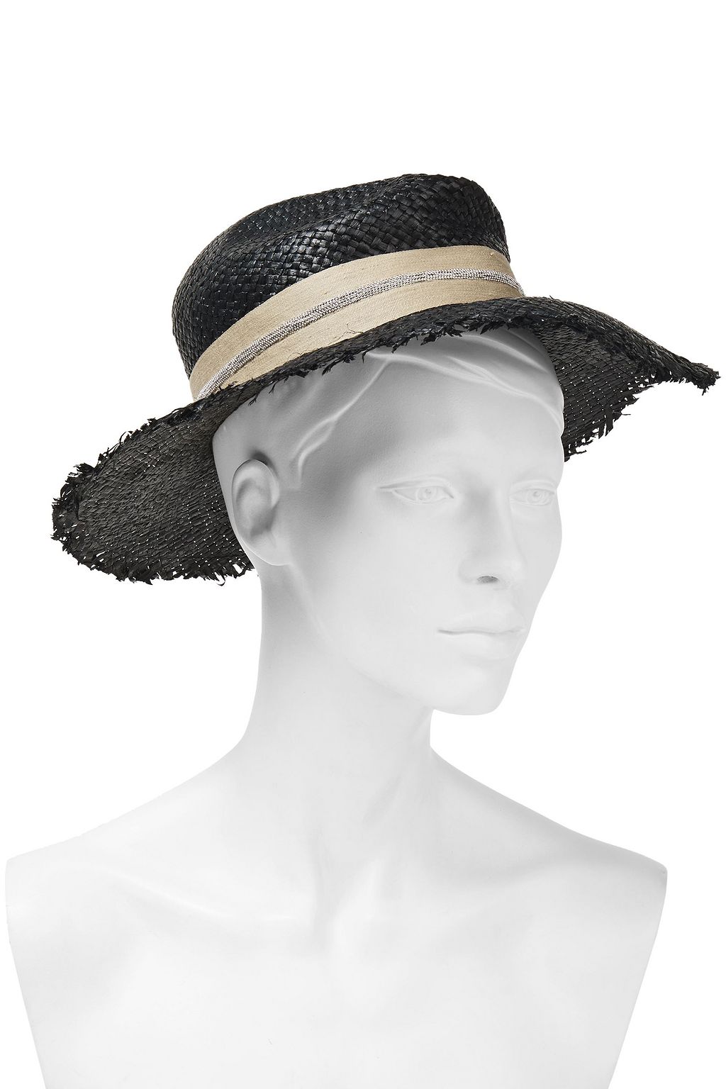 BRUNELLO CUCINELLI Bead-embellished frayed raffia Panama hat