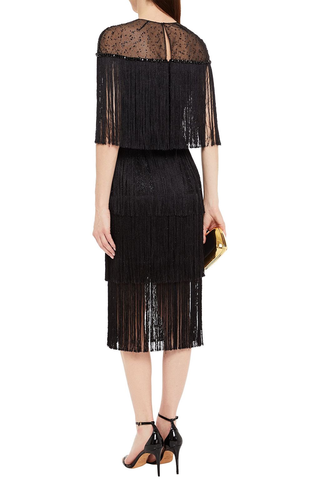 JENNY PACKHAM Embellished fringed tulle gown