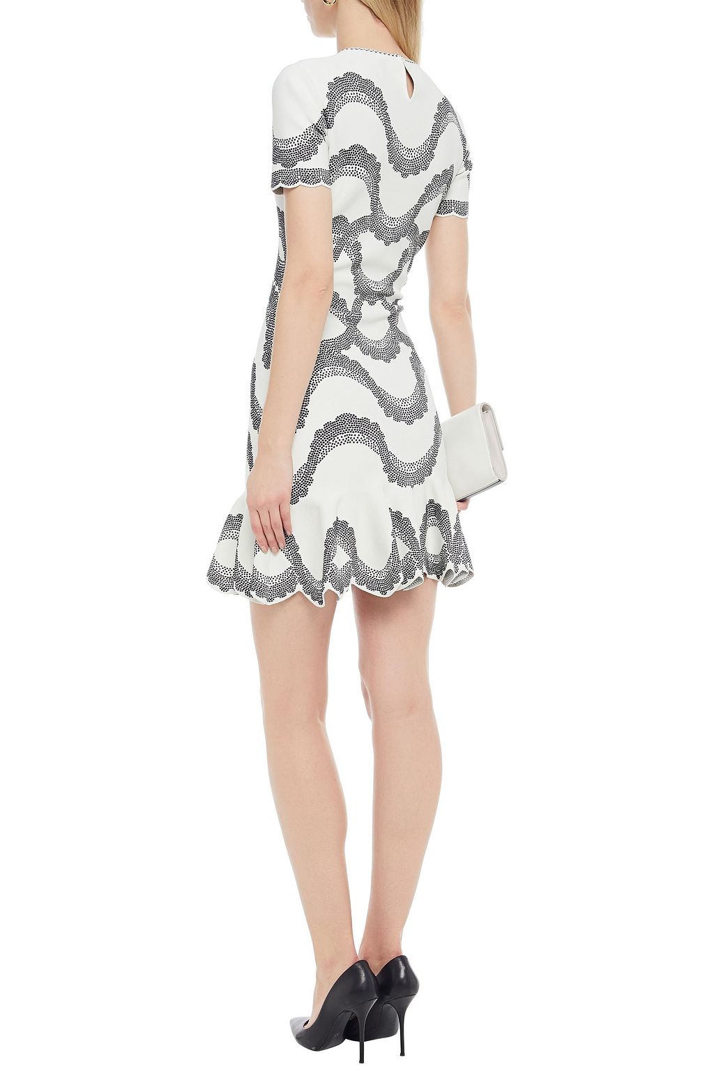 MCQUEEN Fluted jacquard-knit mini dress