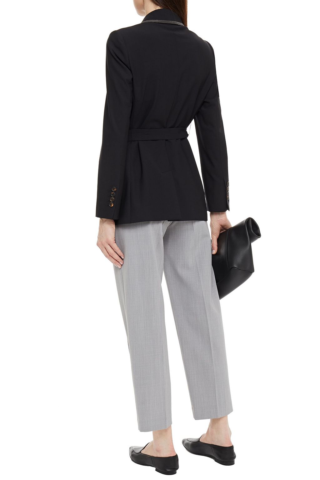 BRUNELLO CUCINELLI Jacke aus Crêpe aus einer Wollmischung mit Zierperlen