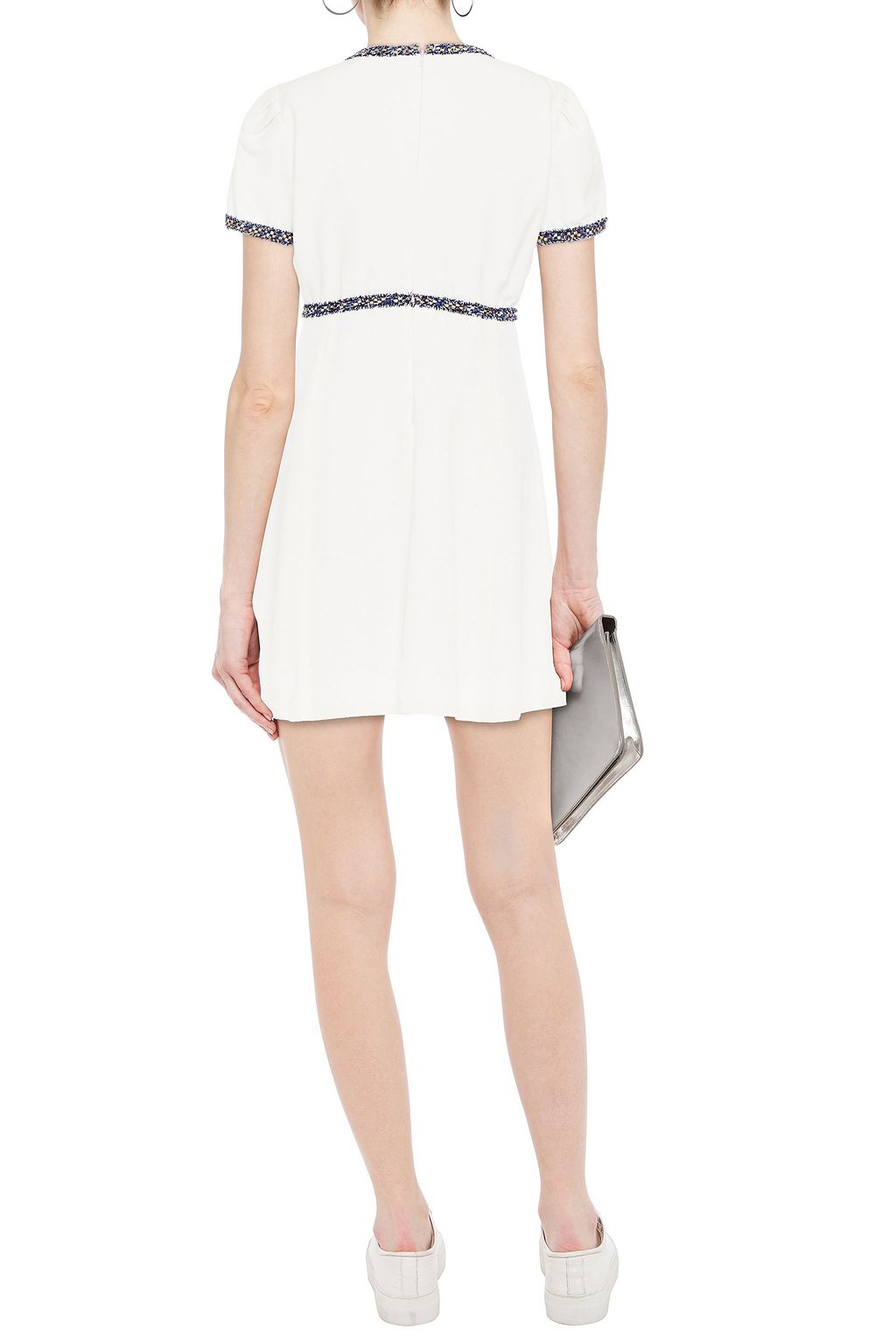 SANDRO Reyan tweed-trimmed faille mini dress