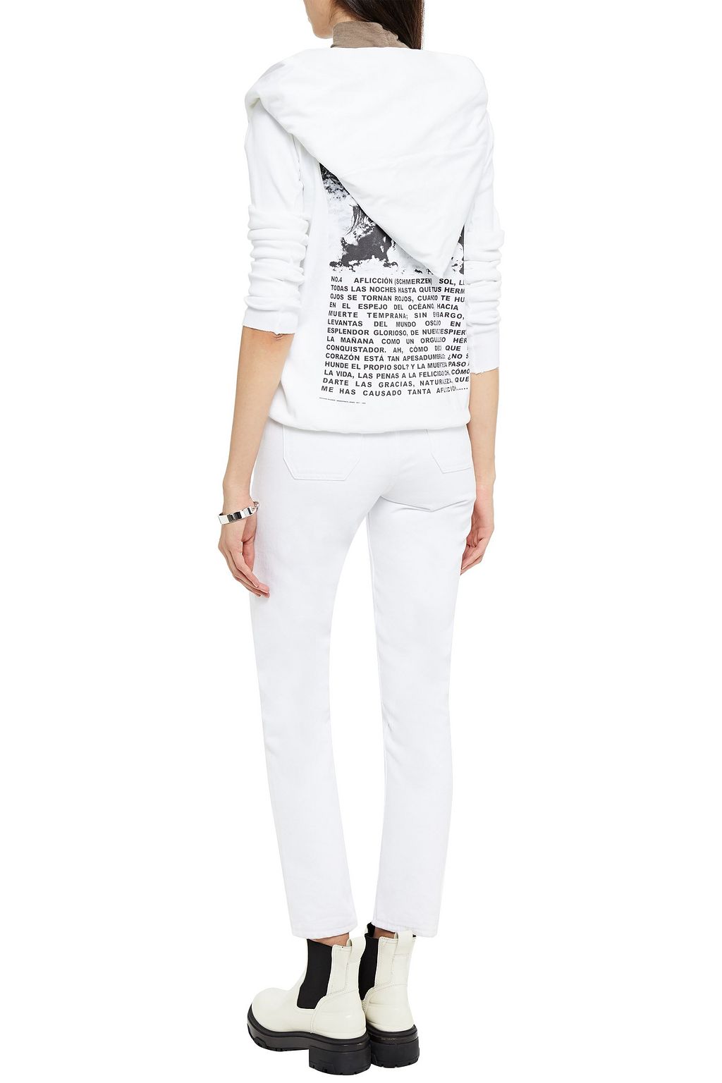 DRKSHDW BY RICK OWENS Ribbed knit-paneled French cotton-terry hoodie