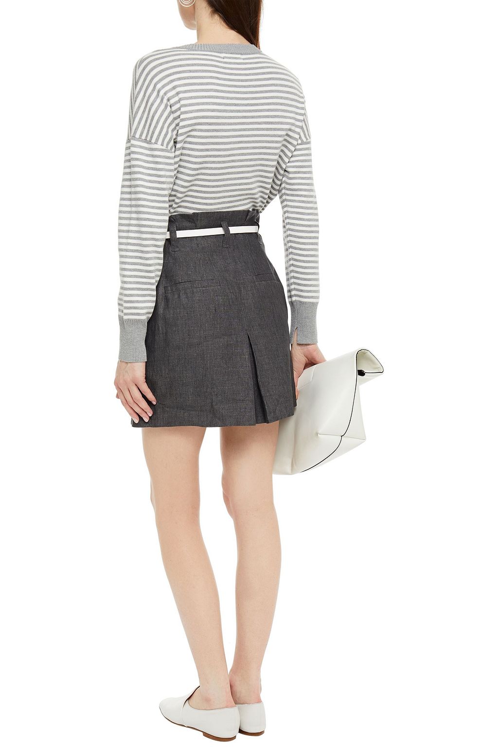 BRUNELLO CUCINELLI Pleated linen mini skirt