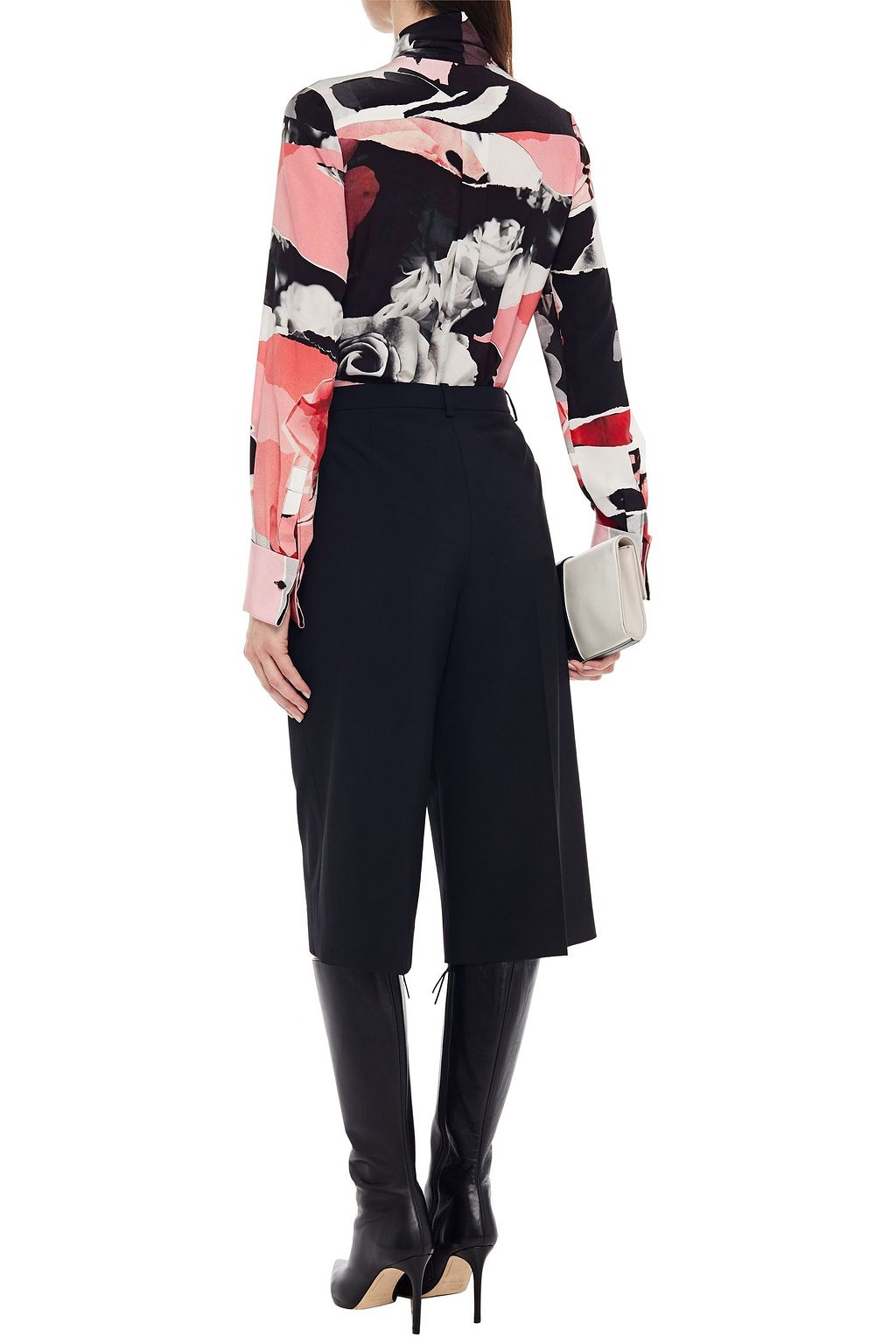 MCQUEEN Pussy-bow printed silk crepe de chine blouse
